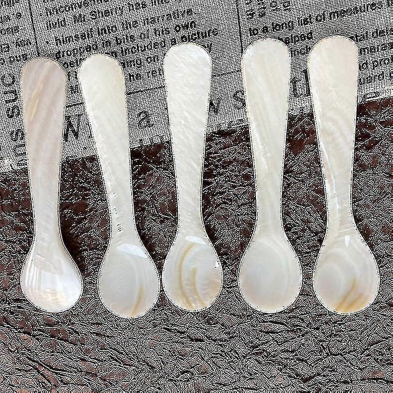 Set Of Caviar Spoons - Shell Spoon Mother Of Pearl Caviar Spoons With Round Handle For Caviar, Egg, Ice Cream, Coffee, Restaurant Serving (2 Pieces, 3