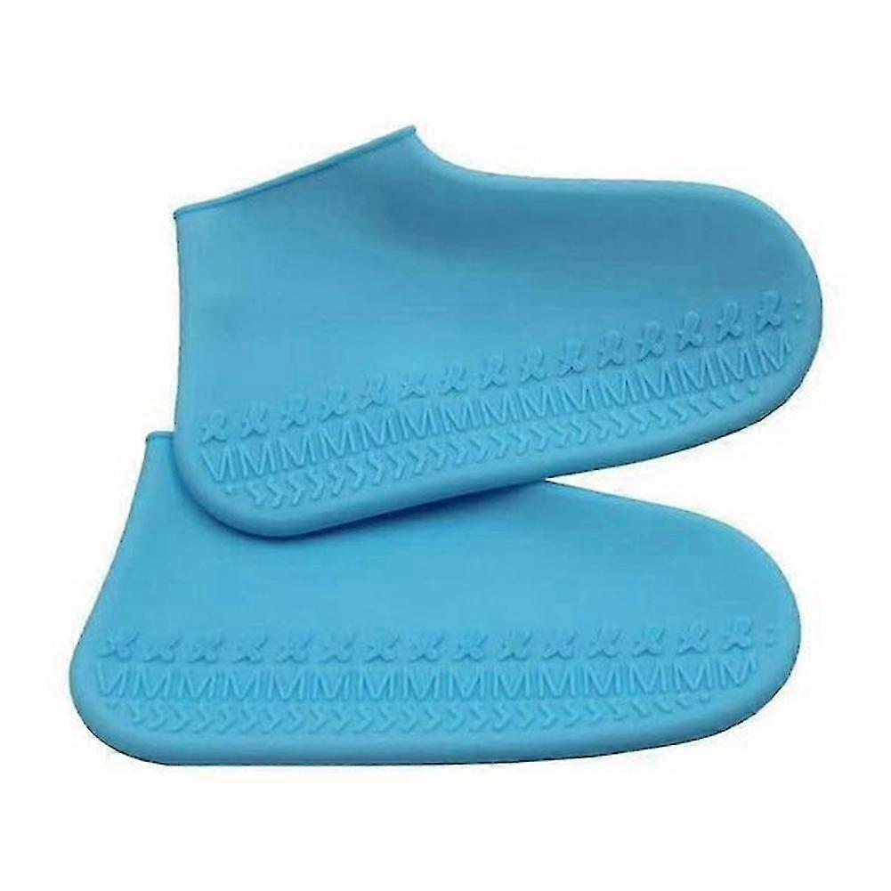Waterproof Reusable Silicone Shoe Covers Non-slip Rain Boot Protectors (Blue)