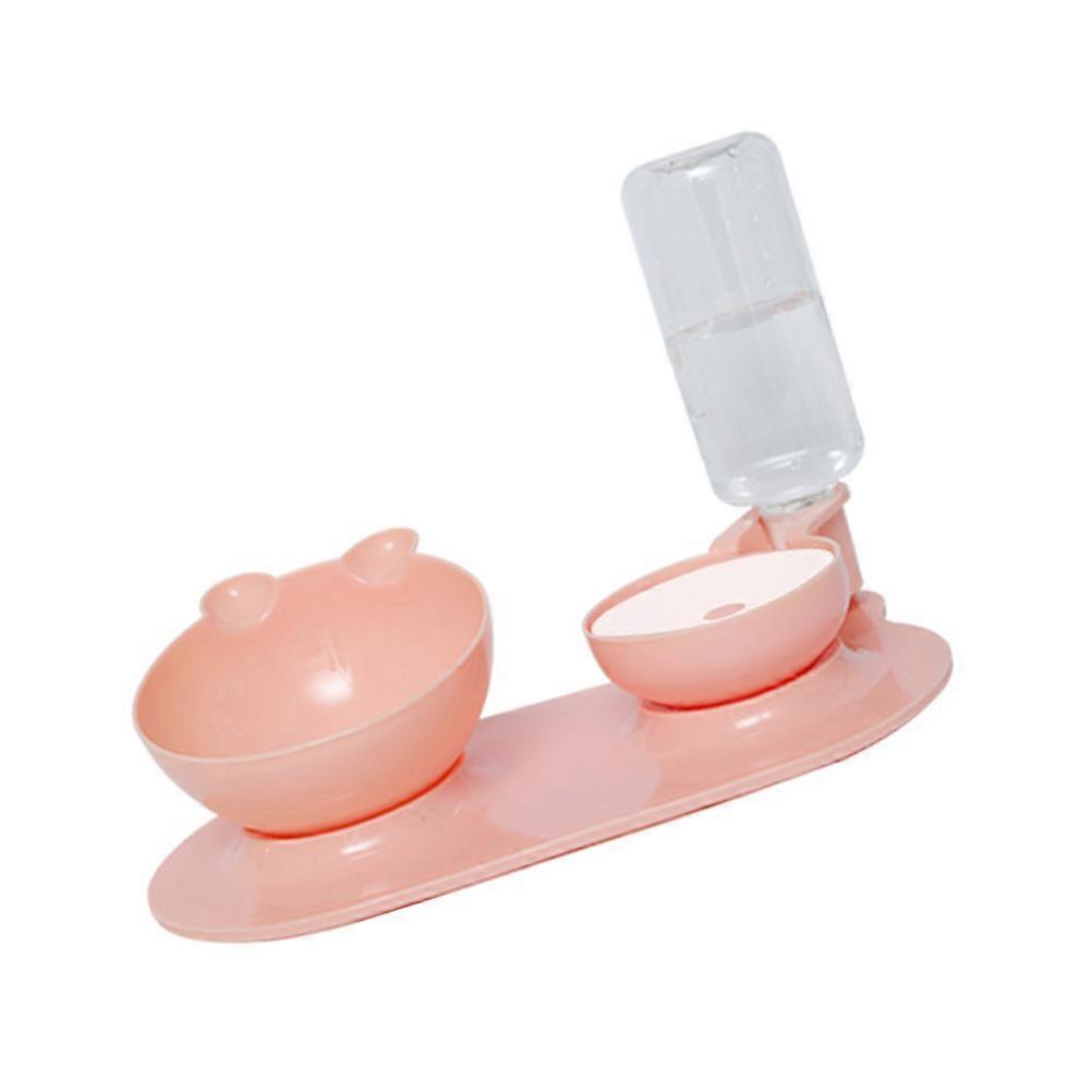 Small Pet Feeding Bowl Pet Feeding and Drinking Bowl Pink 12.97X8.84X7.47in Anti-fall Non-slipping Base 1PC