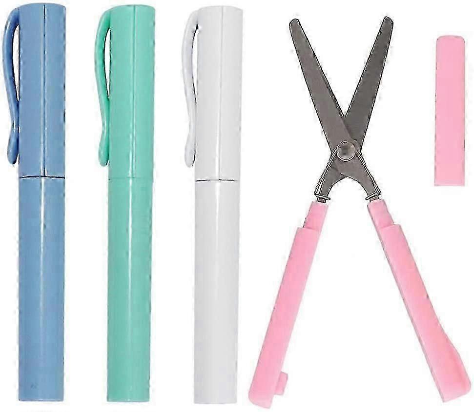 4pcs Sharp Colorful Scissors Folding Scissors with Caps for Home, Office and School