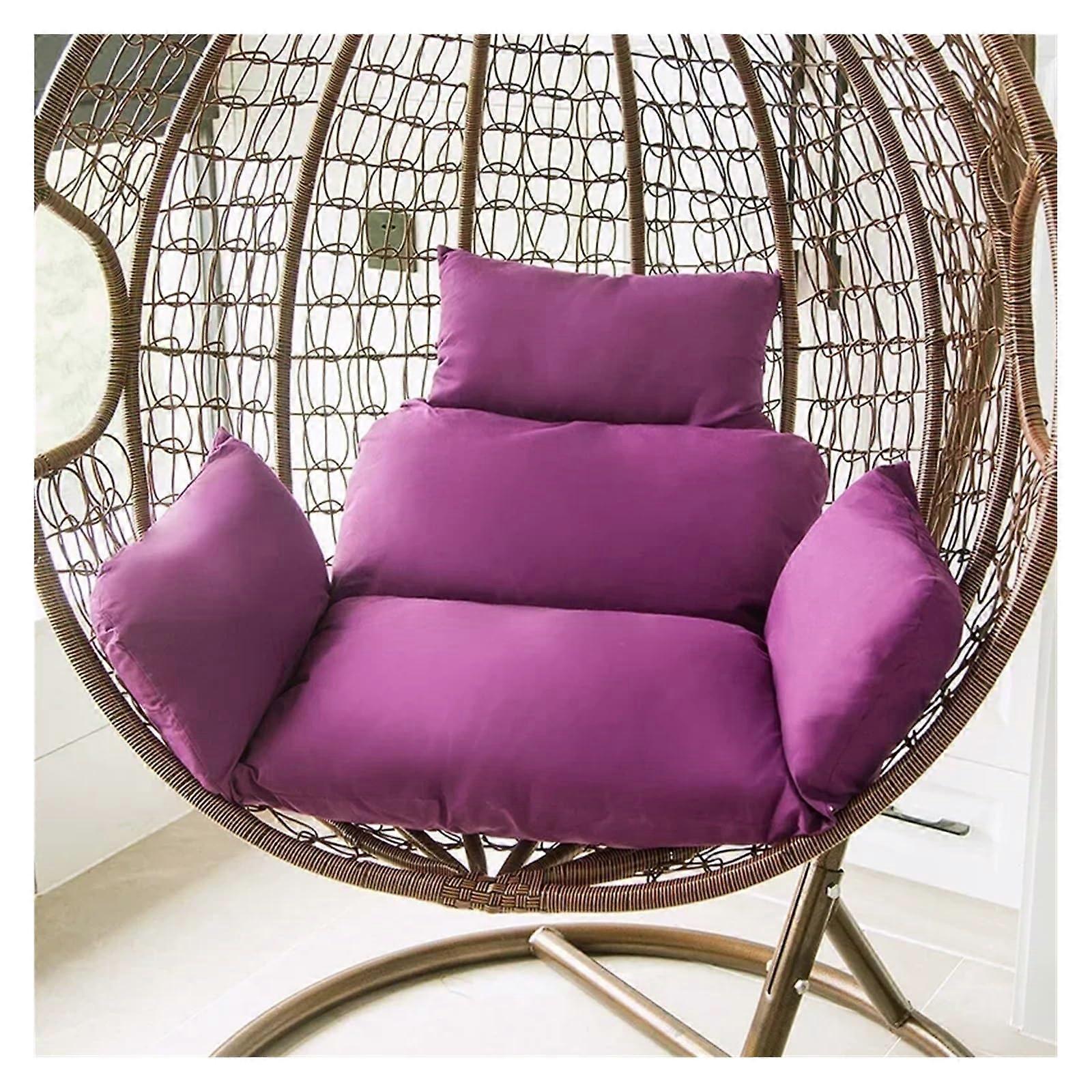 Hanging cushion for outdoor use, rattan, for garden, beach, indoor and outdoor use, comfortable seat cushion for hanging baskets, violet.