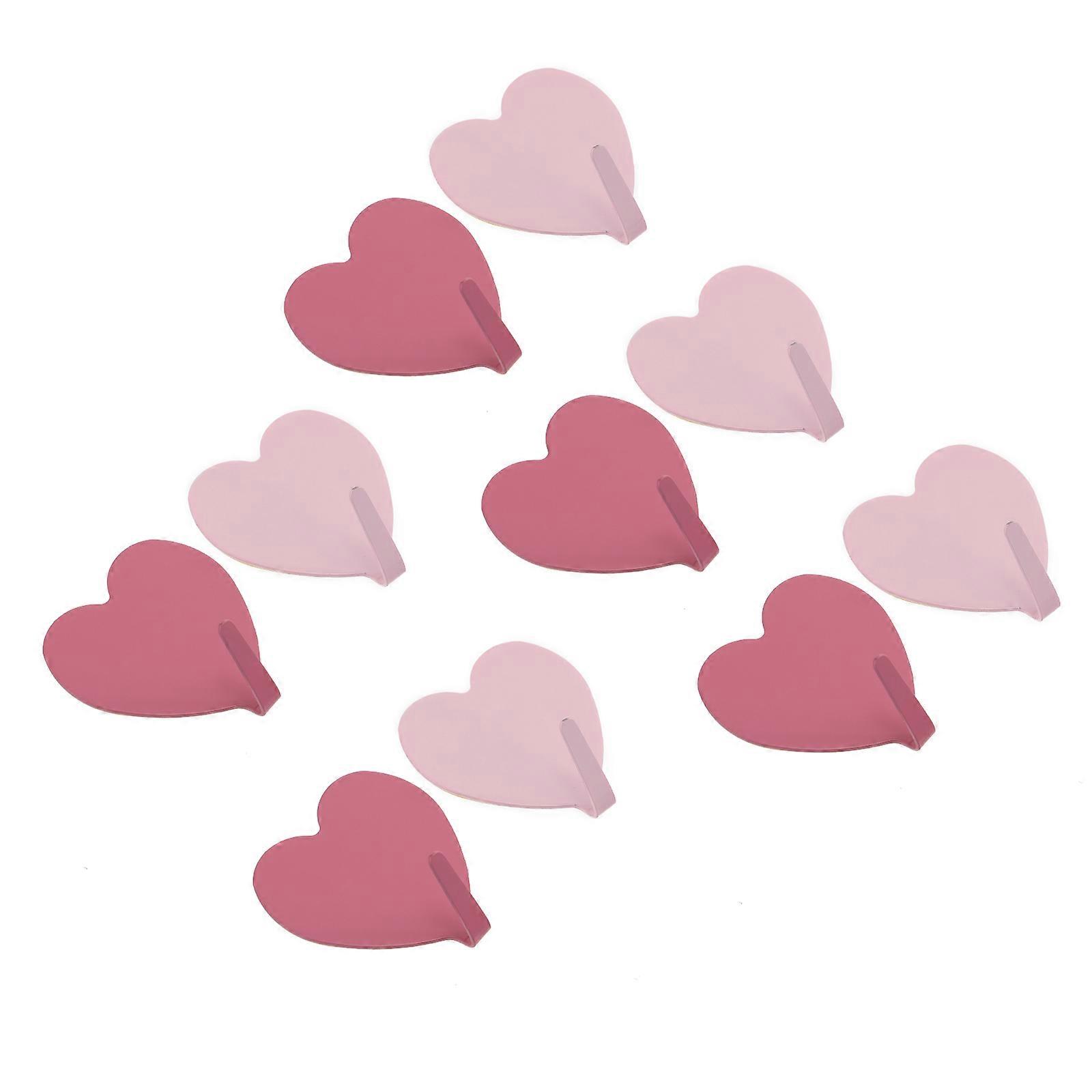 Pink Heartshaped Wall Hooks Made of Durable Stainless Steel for Home Use 10 Pieces