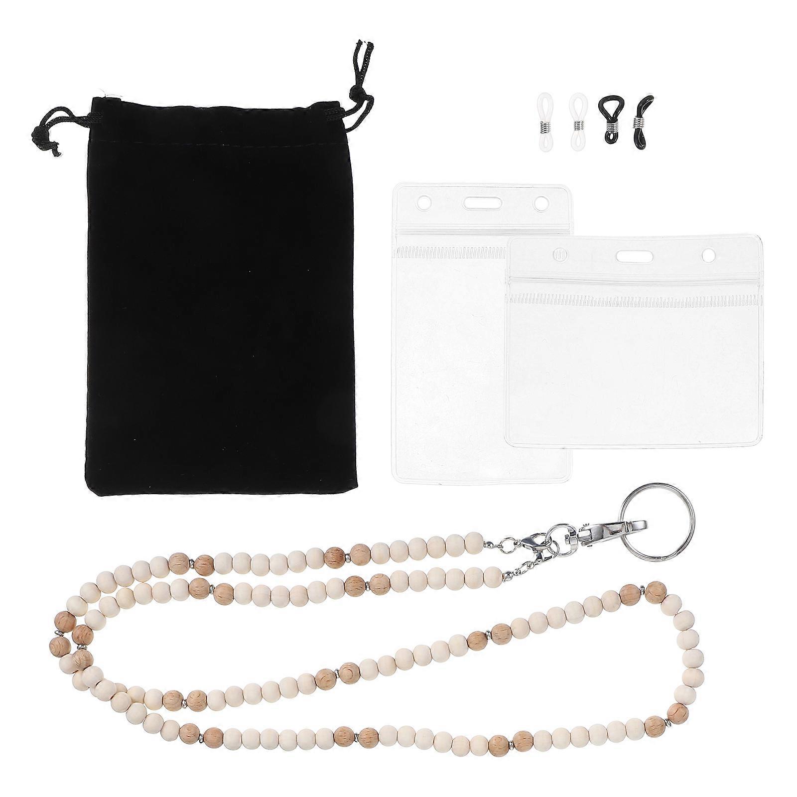 Stylish Retractable Beaded Lanyard Necklace with ID Card Holder – Comfortable Wear for Keys, ID Badges – Universal Design for Women and Men – Ideal