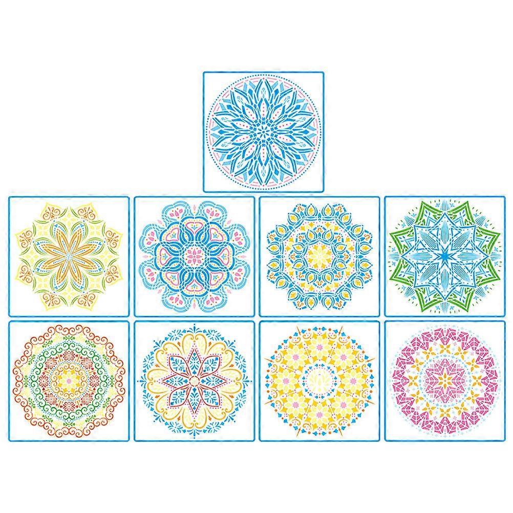 Stencil Painting Mandala Template For Floor Wall Art 11.79X11.79in Reusable 9 Sheets