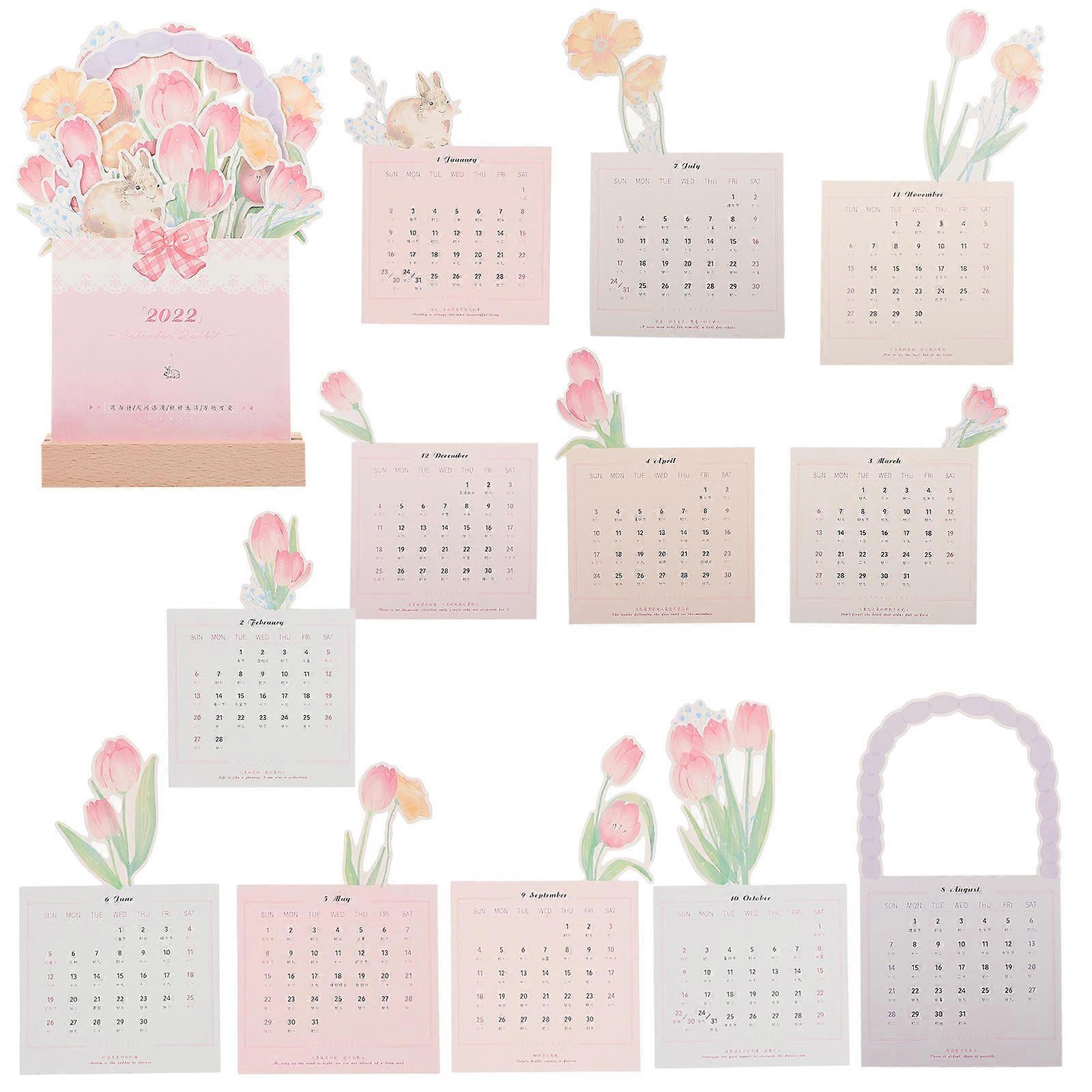 Manual Painting Desktop Calendar Creative Adornment Assorted Color Rectangular Memo Recording 1Pcs
