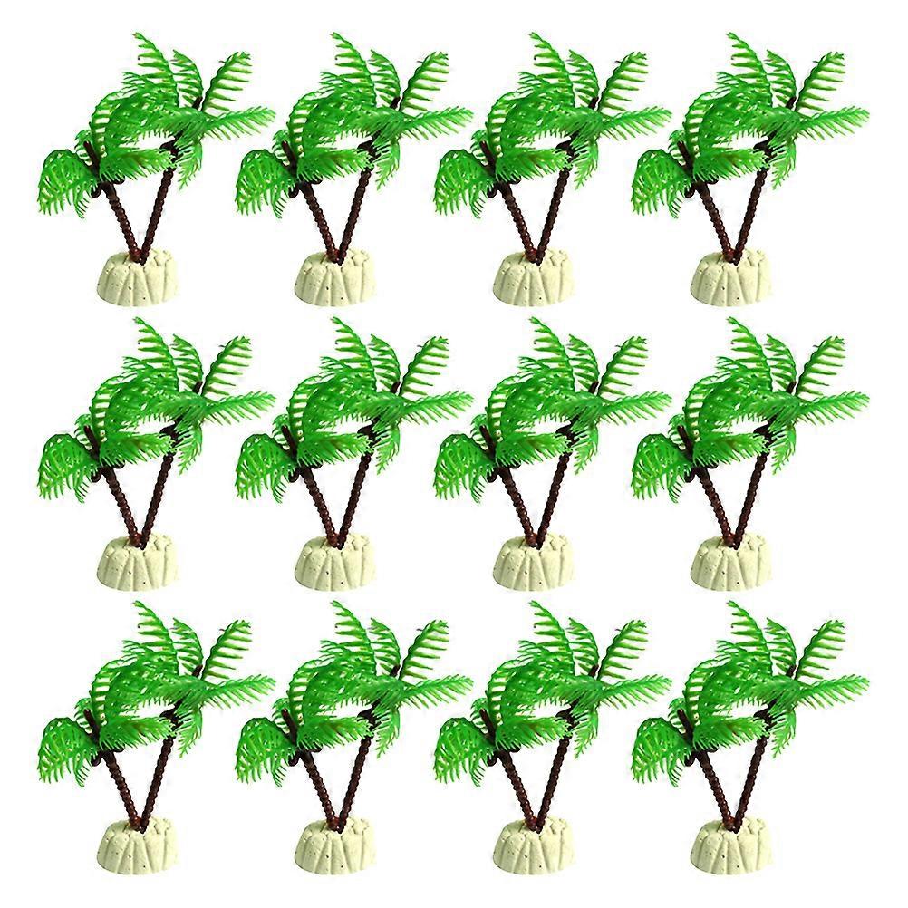 12pcs Mini Coconut Tree Aquarium Decor, Lifelike Fish Tank Ornaments, Non Fading Underwater Landscape Enhancer with Hiding Spots for Fish and Shrimp,