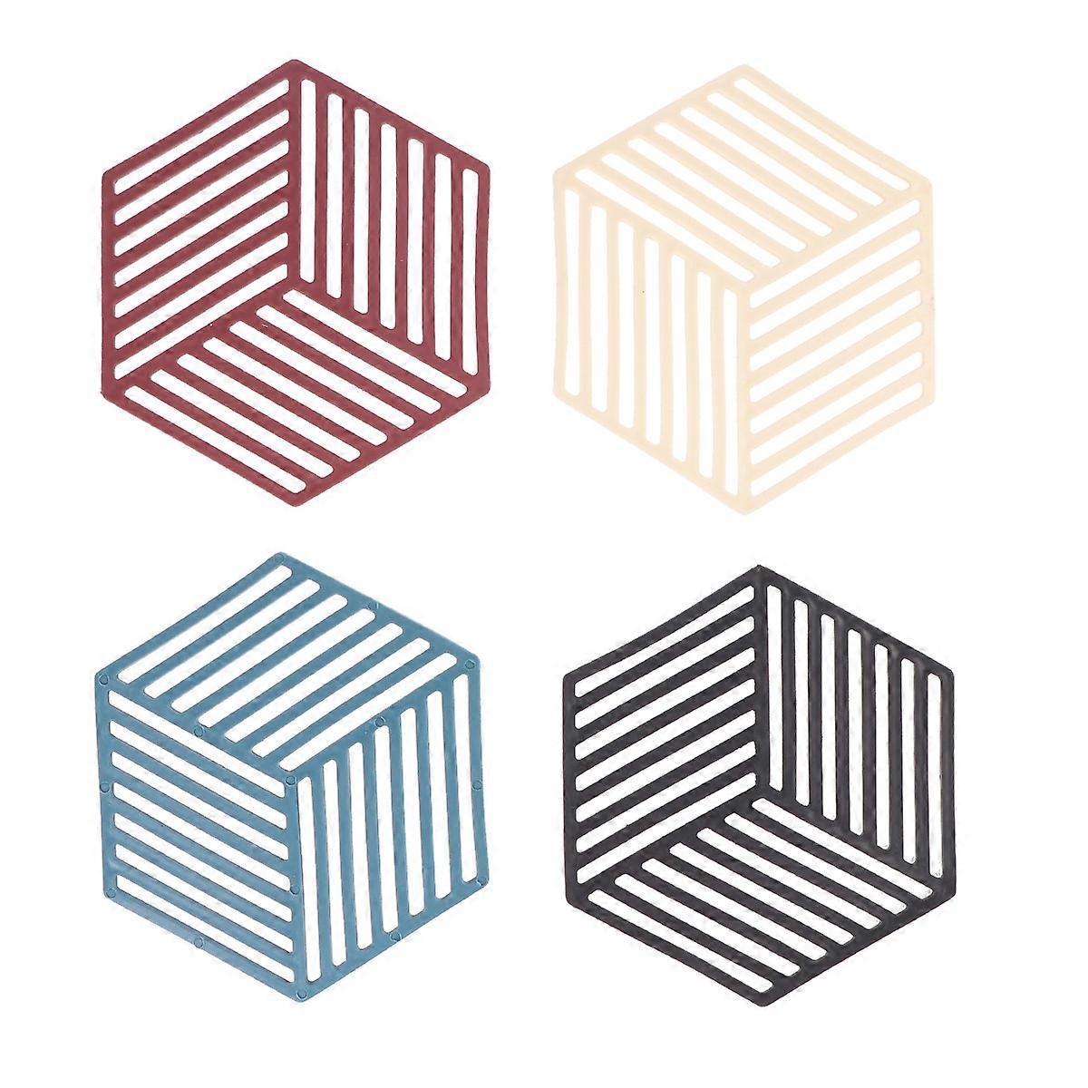 Kitchen Cup Coasters Coasters Placemat Friends Rhombus Wine Red TPE Anti-slip Protect from Scratches 4Pcs