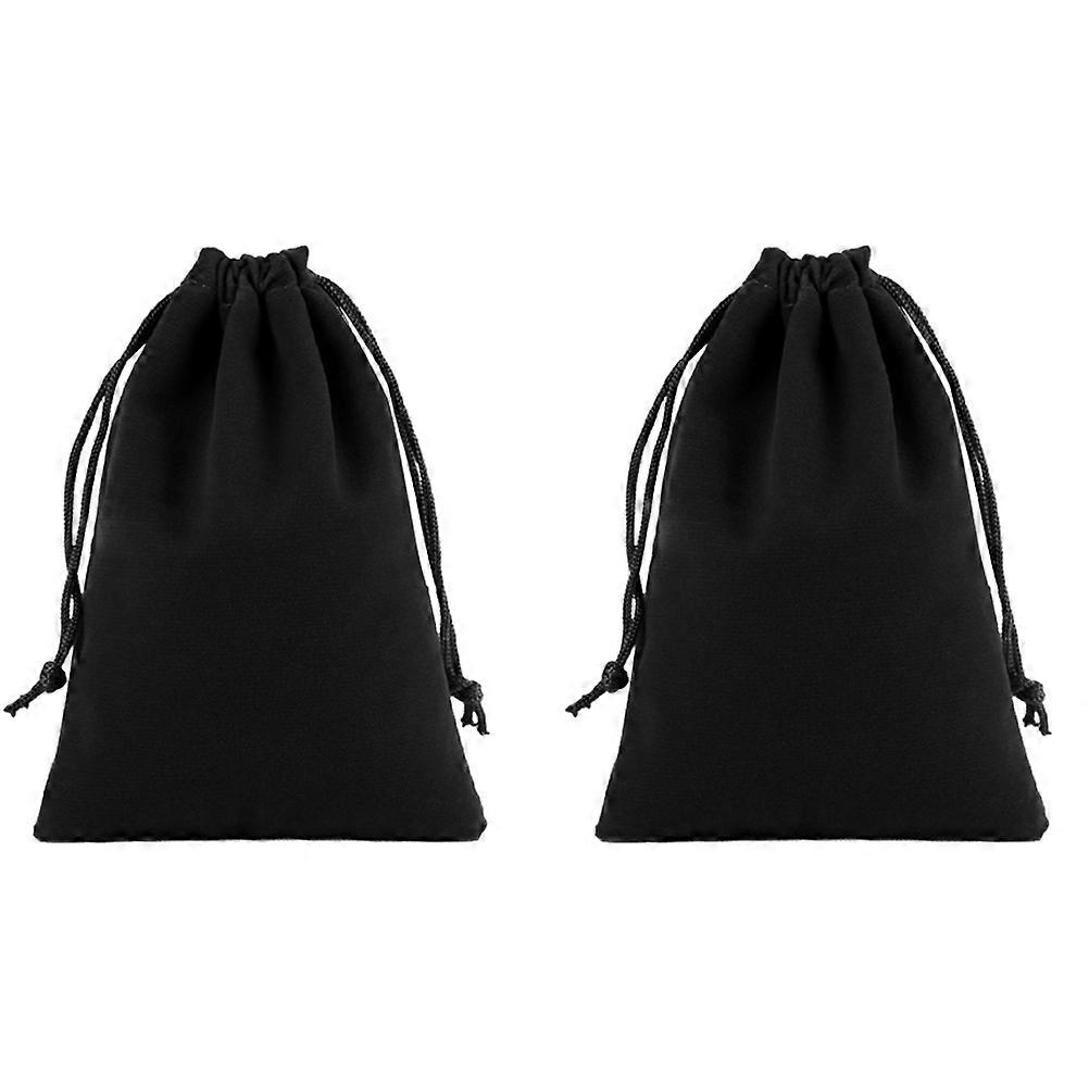 2pcs Multifunctional Flannel Drawstring Bag for Hair Dryer, Jewelry & Lint Storage – Durable Black Pouch with Strong Strings for Easy Use
