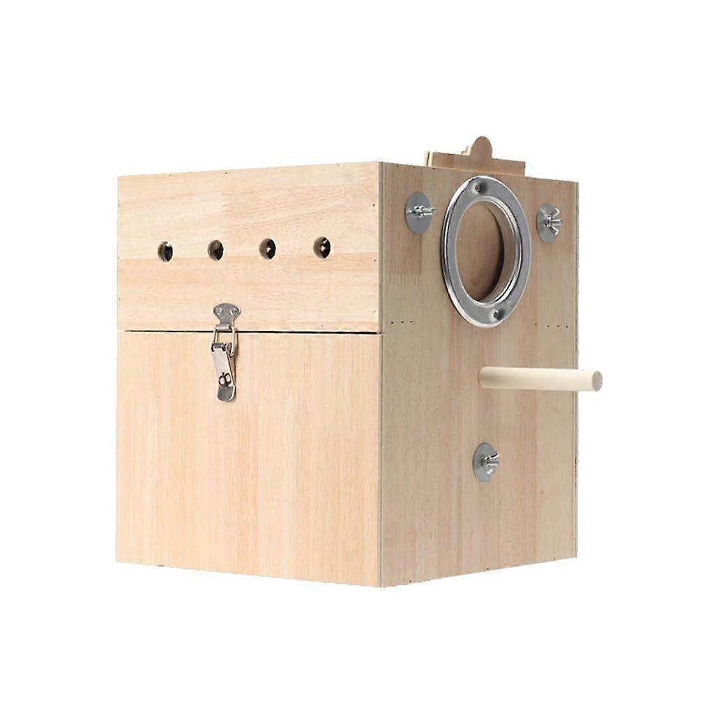Bird House Cage Nest Box Nest Removable Drawer Standing Hiding Hides for Bird Enthusiasts Household Oak plate small left