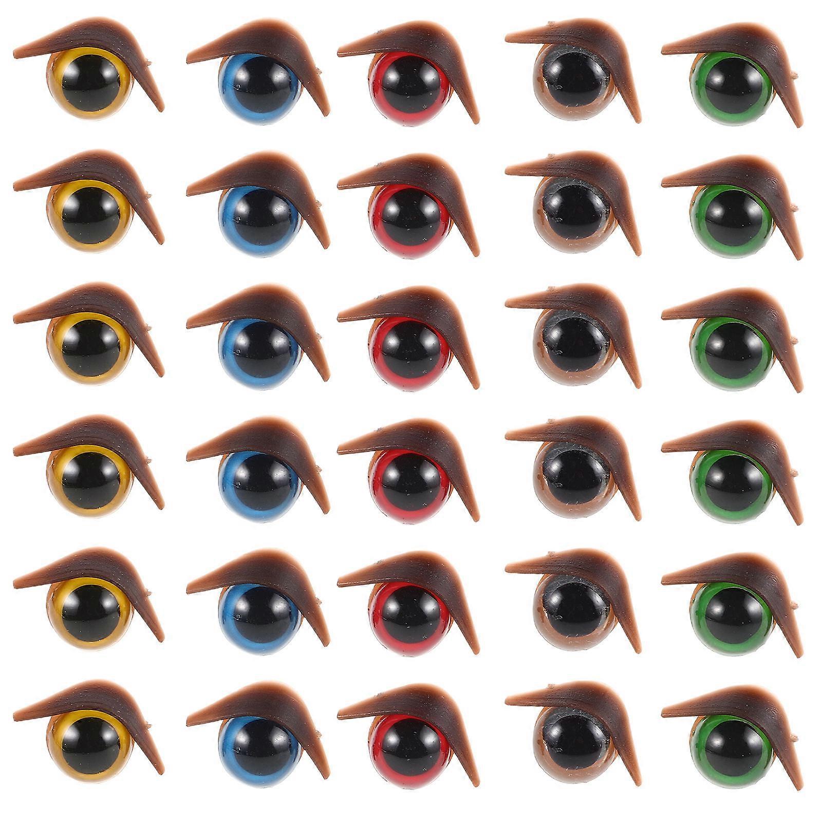 50pcs Plastic Safety Eyes with Washers for Crochet Animals, Mixed Brown Single Eyelid Doll Eyes for Stuffed Animal Crafts