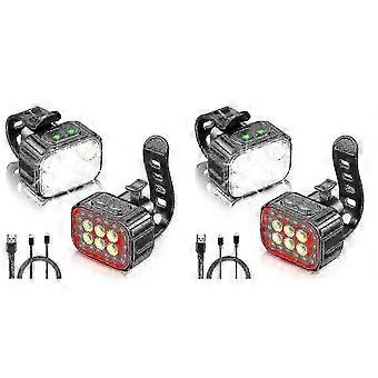 2x cykellygtesæt super lys, cykel usb genopladeligt led-lys, cykellys til natkørsel, cykel fra f74