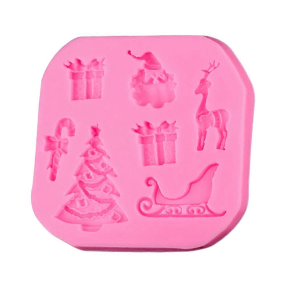 Çikolata Silikon Tatlı Kalıbı Klasik Noel Teması Pembe 8.5x8.5x0.9cm Temalı Parti Için 1 Takım