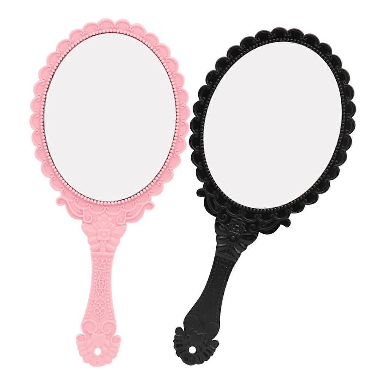 Cosmetic hand mirror with retro handle portable makeup mirror decorative hand mirror for women and girls highresolution mirror surface