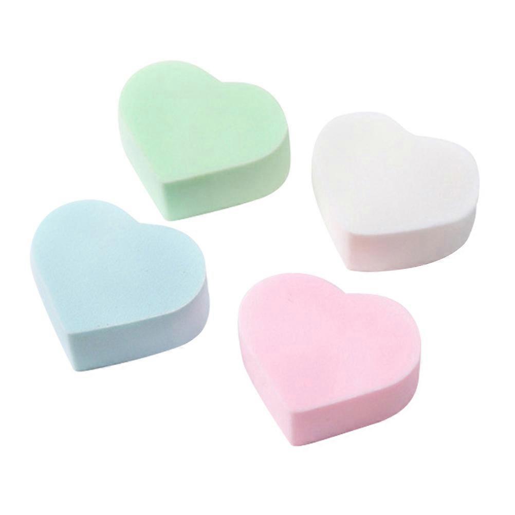 Face Cleansing Puff Facial Sponge Puff For Daily Use Heart Shape Mixed Color 4Pcs