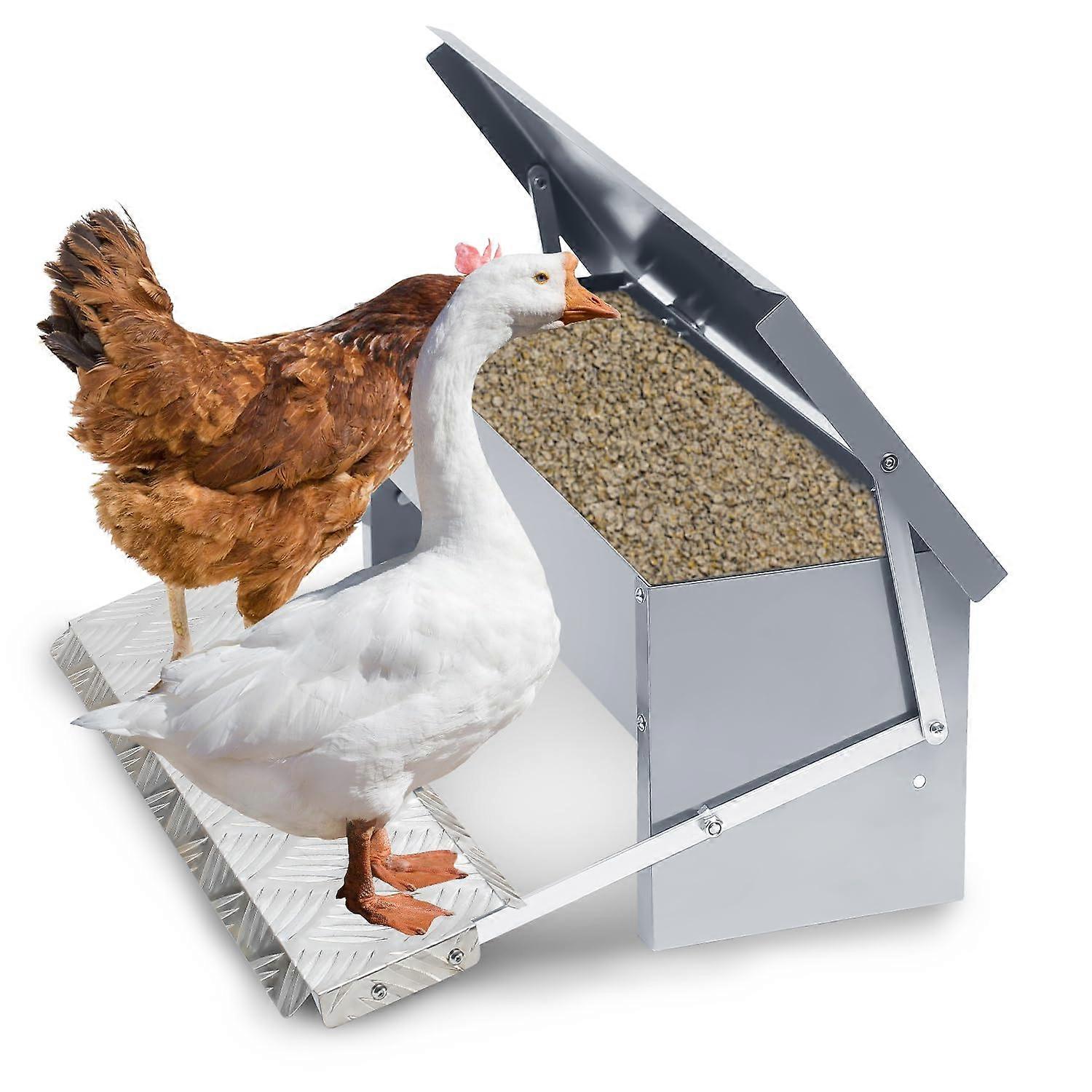 1 x Automatic Chicken Feeder 5 kg with Lid Feeder Automatic Pedal Poultry Feeder Feeding Trough Chicken Food RatProof Ref: 9161