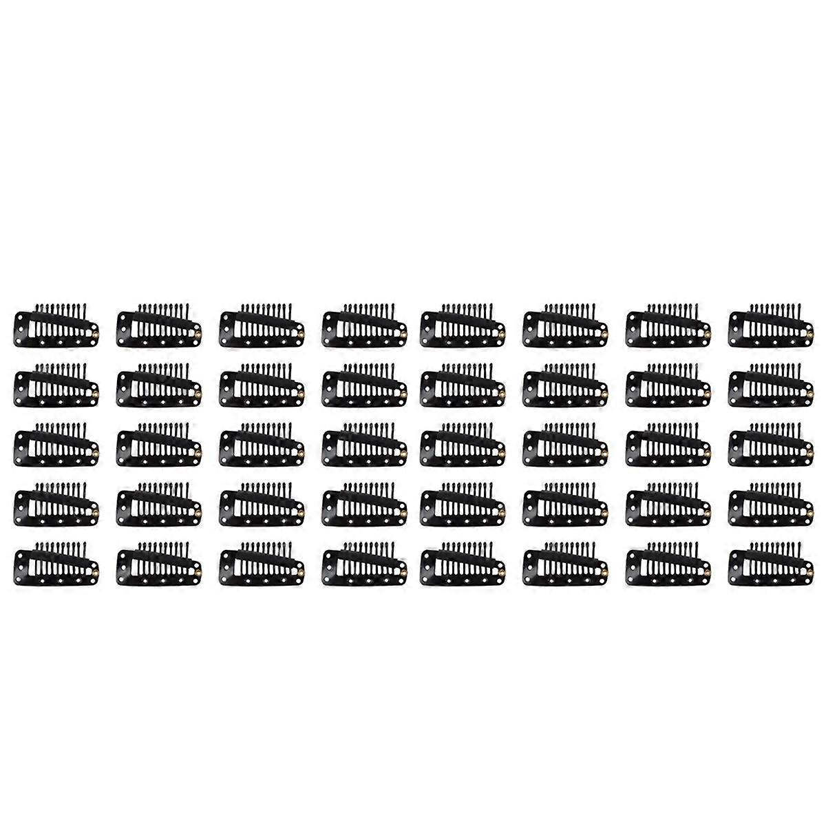 20st Schwarz 10 Zaehne Snap Kamm Peruecke Clips mit Gummi Rueckseiten