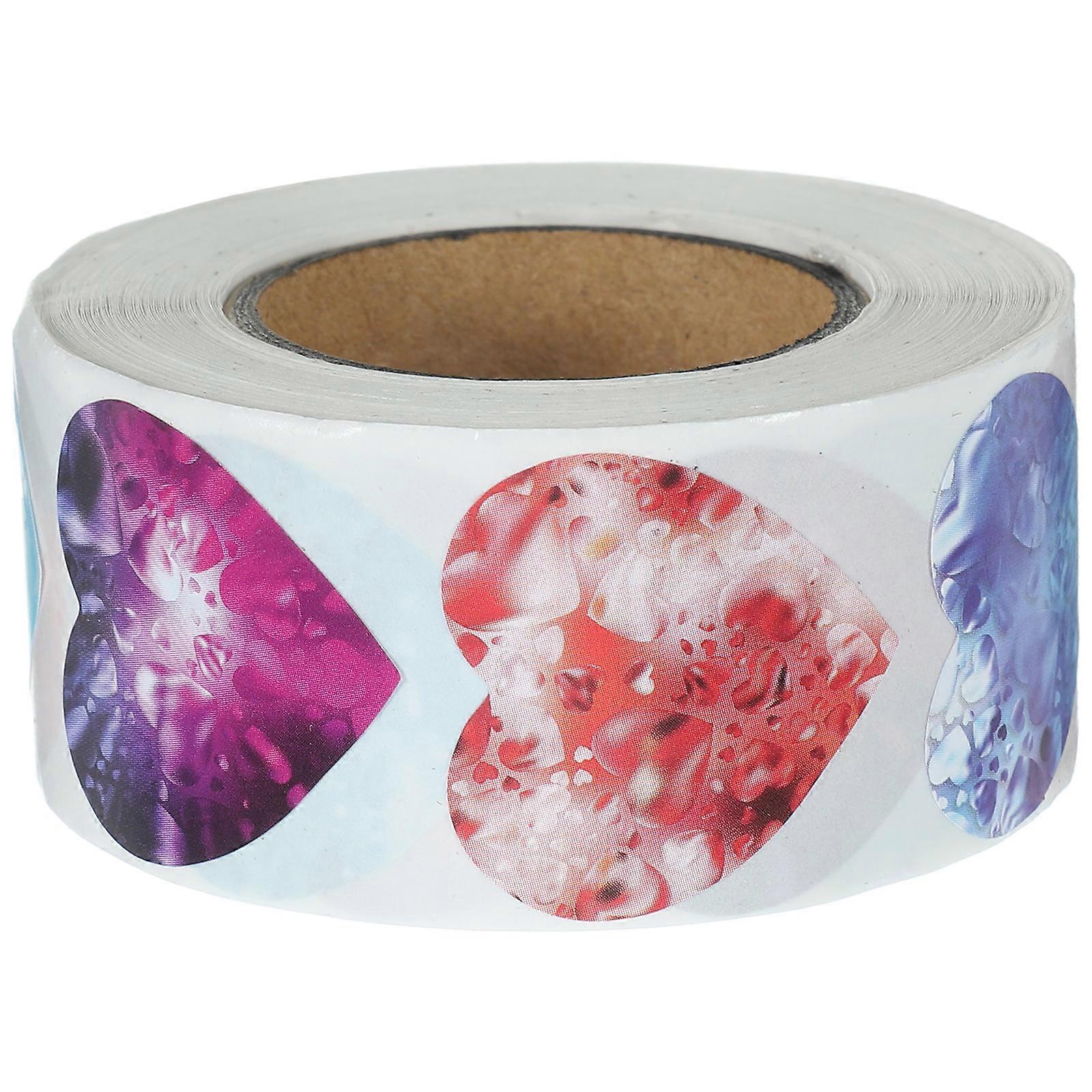 Heart Label Stickers Diy Design Valentine's Day present Tag 1 Roll Coated Paper Blue 1 Inch 2.5 CM