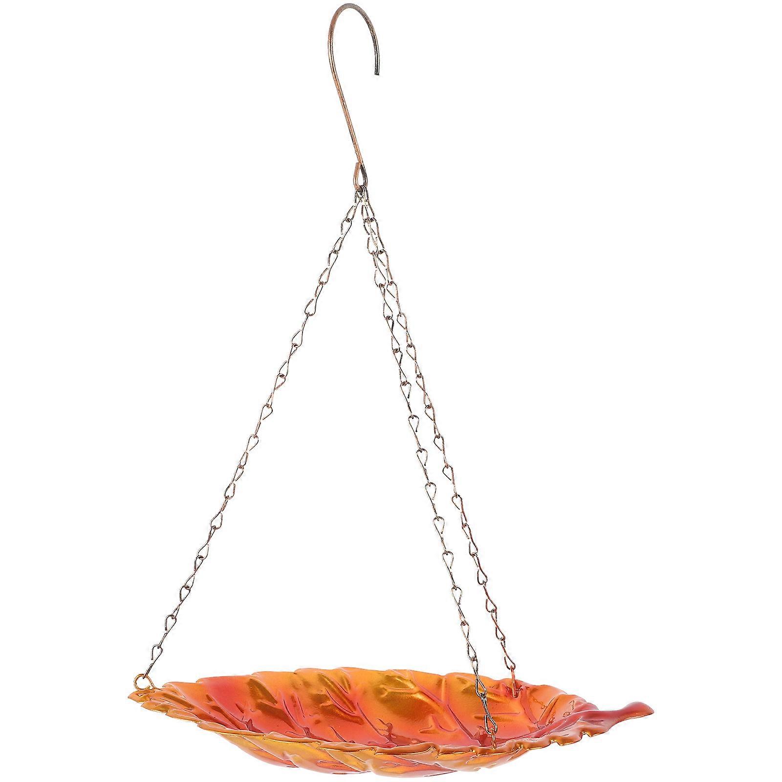 Outdoor Garden Feeder Bird Feeder For Birds Hanging Design Leaf Shaped Metal 37.00X26.0.0X16.00CM Feeding Birds 1Pack