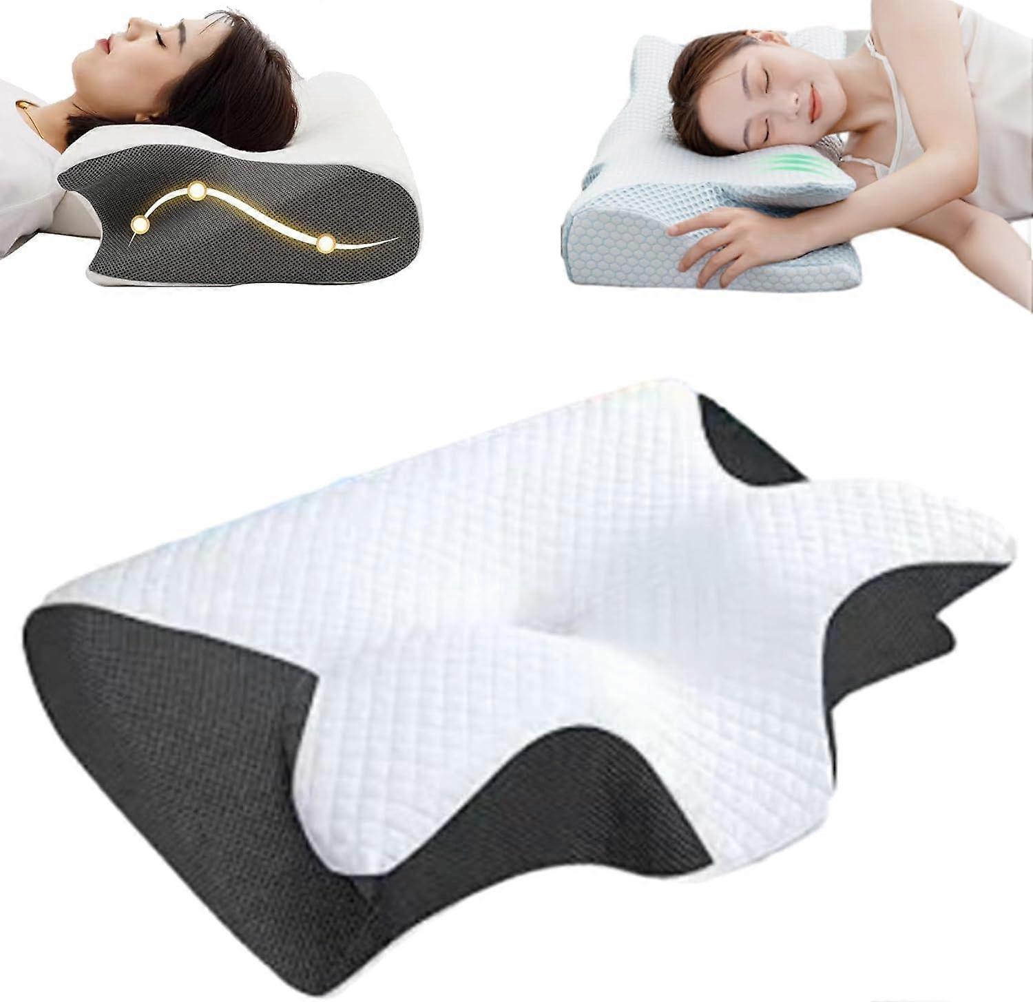 Cleshy Pillow Ergonomic Pillow for Side Sleepers, Memory Foam, Adjustable (Black)