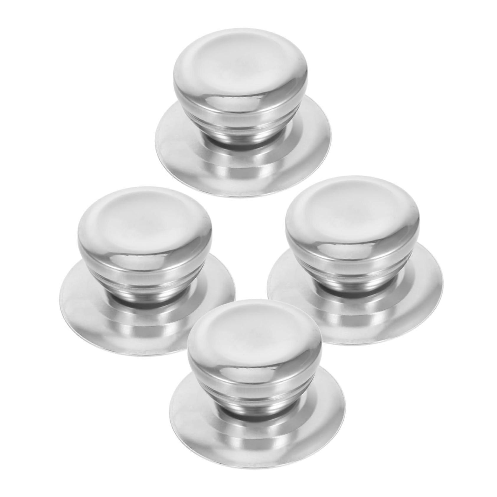 4 Pack Universal Pot Lid Replacement Handle Stainless Steel Kitchen Accessory Compatible with Various Cookware Silver