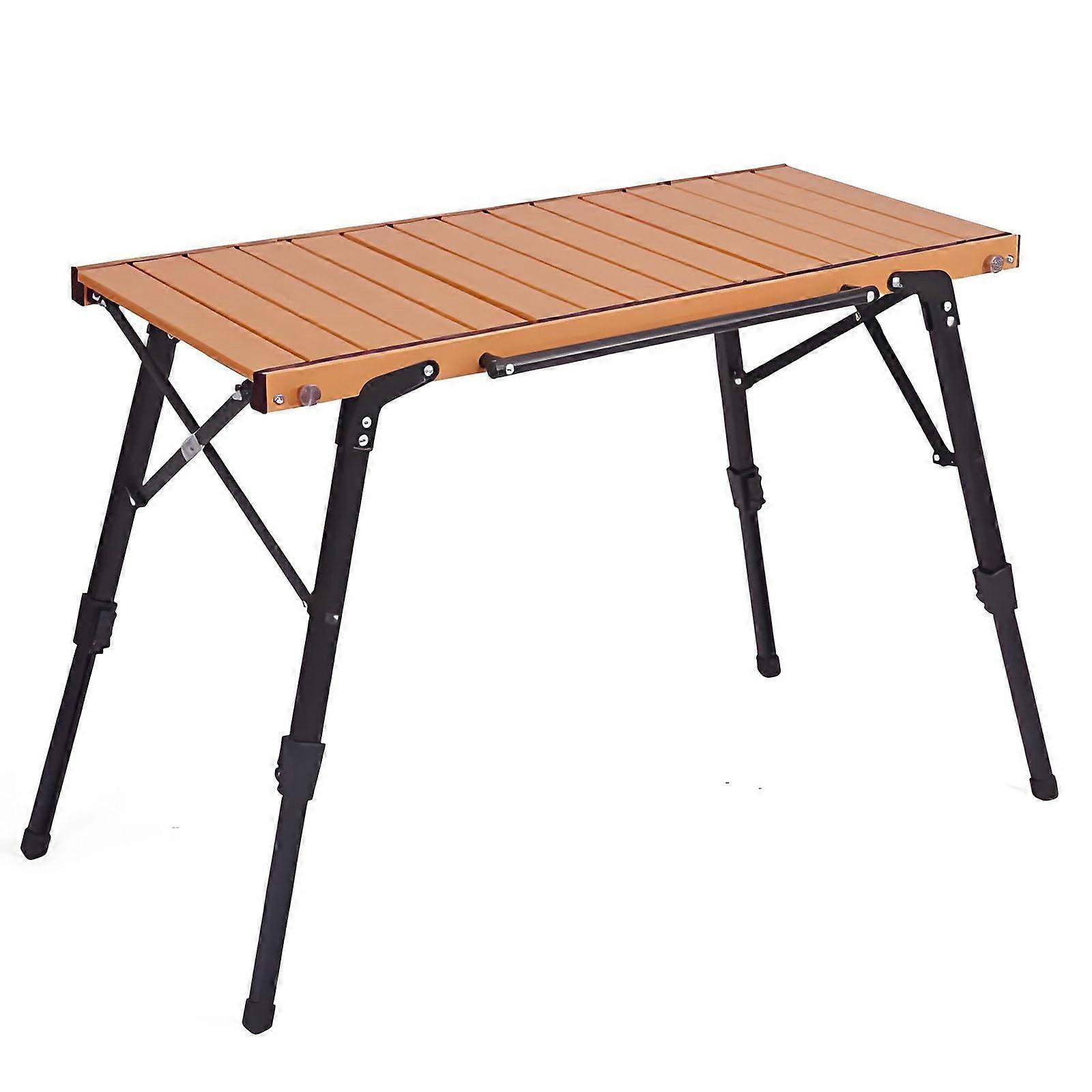 Portable Folding Dining Table, Extendable Outdoor Table with Aluminum Alloy Space Saving Design for Camping, Picnics and Travel Transformer Set Brown