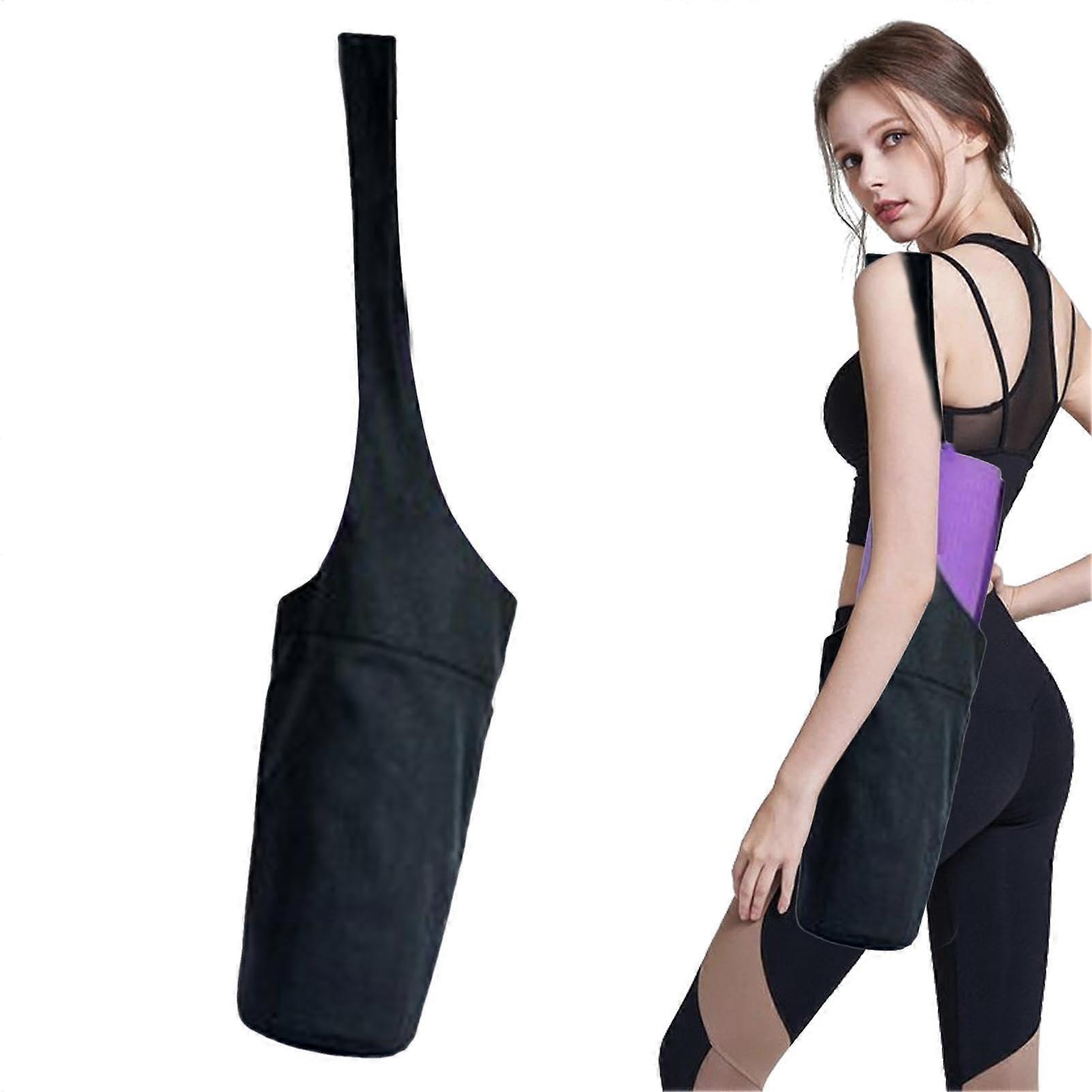 Yoga Mat Bag With Pockets And Long Shoulder Strap, Black, Men's Pilates Fitness Bag For Mats And Accessories
