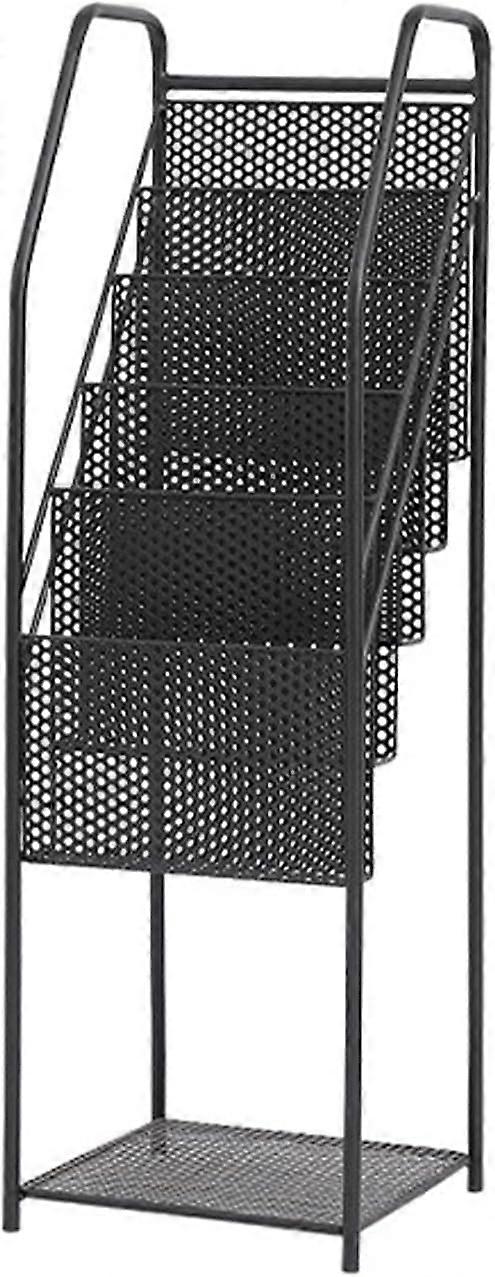 Modern bookshelf, simple bookshelf, newspaper storage, cabinet, floor, magazine rack, wrought iron, bookshelf (black)
