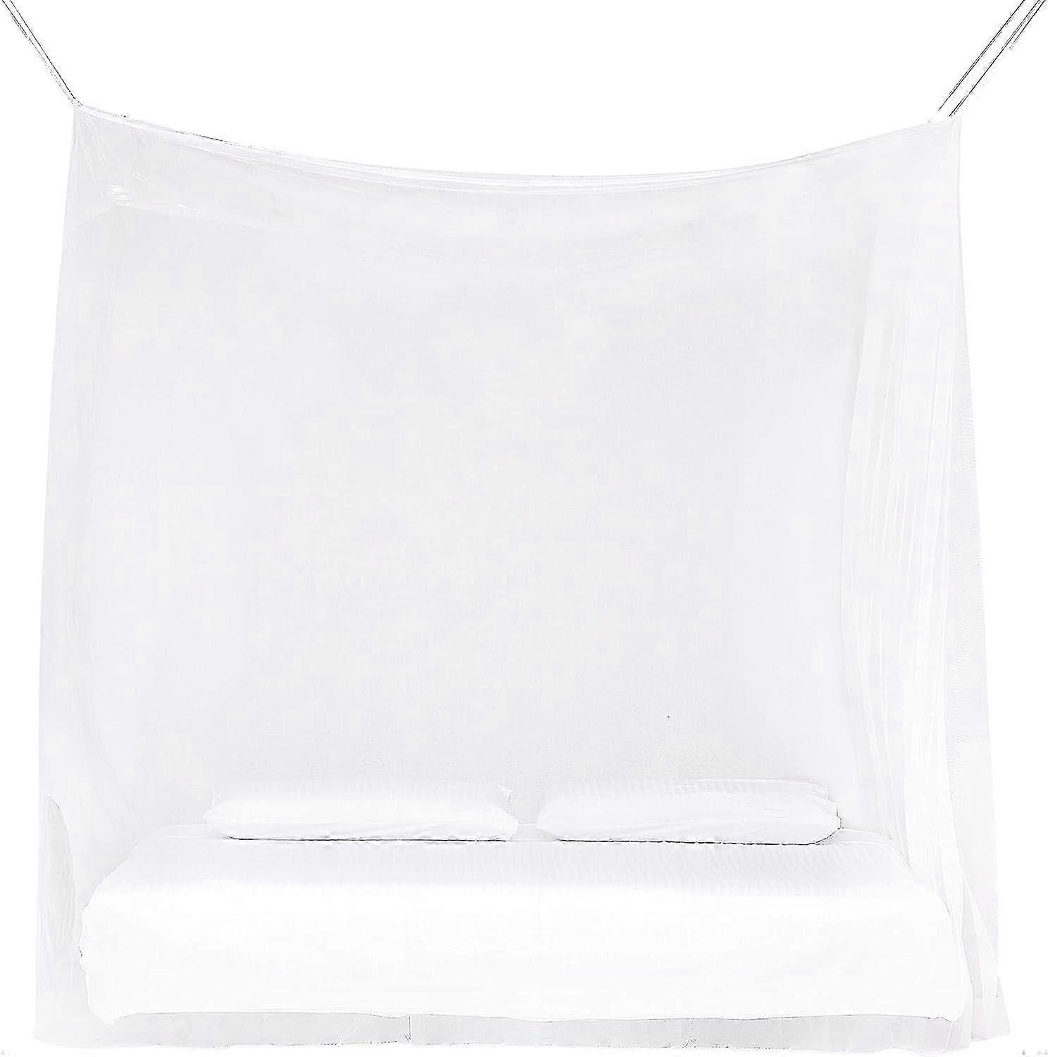 Square Mosquito Net Bed Canopy for Easy Installation, Portable Insect Protection for Indoor and Outdoor Use (White)