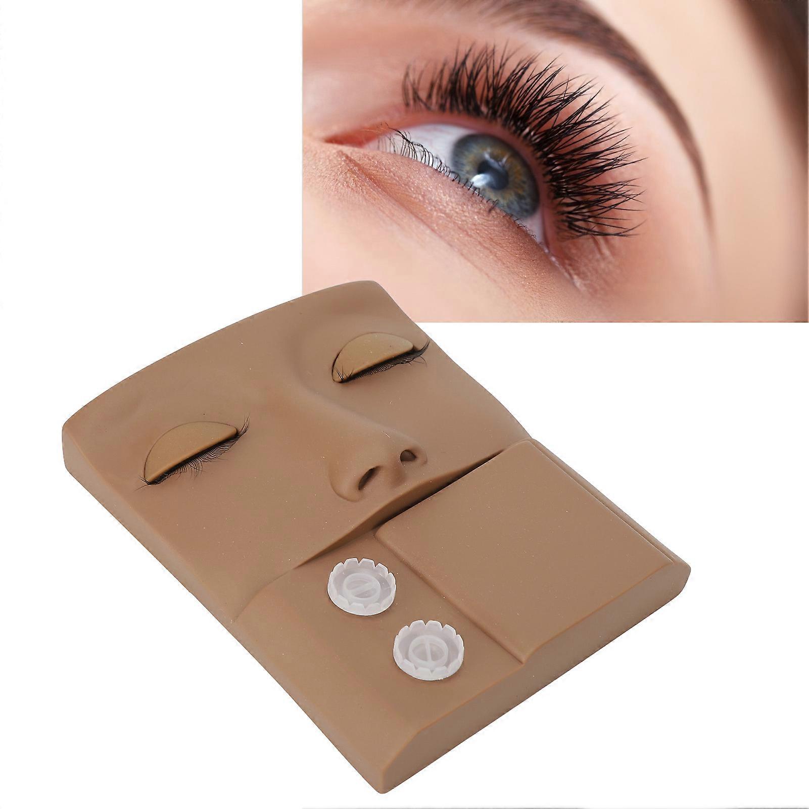 Lash Mannequin Head Replaceable Eyelid Eyelash Extension Practice Makeup Training PVC Coffee 