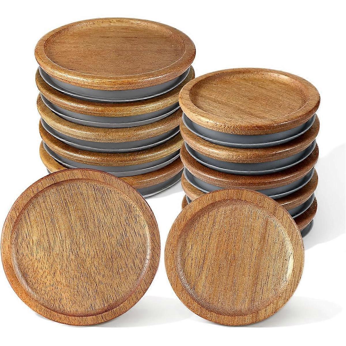 Wooden Jar Lids,Regular Mouth Wide Mouth Wooden Storage Lids Reusable Storage Canning Jar Lids for