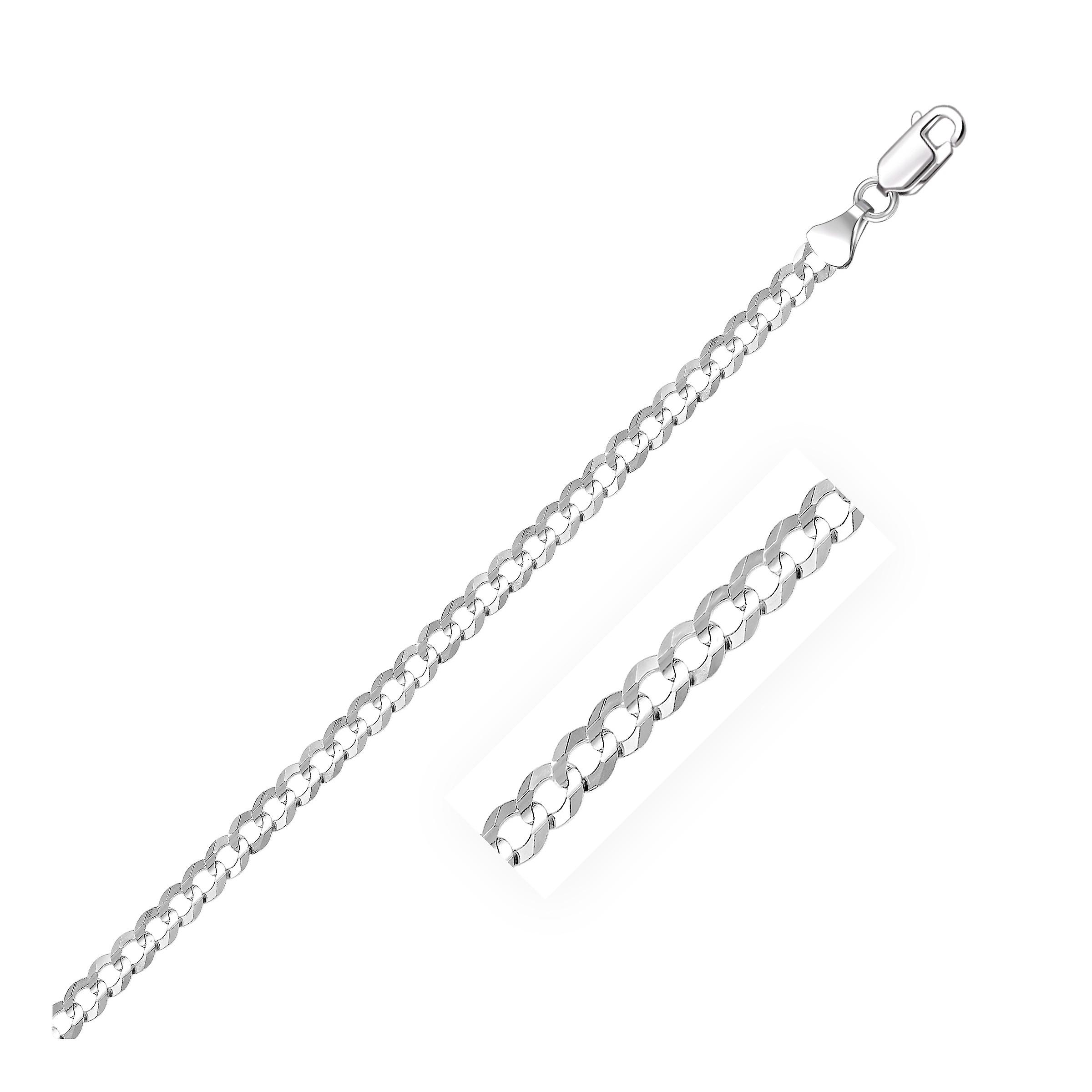 Bracelet de bordure solide en or blanc 14k de 3,6 mm