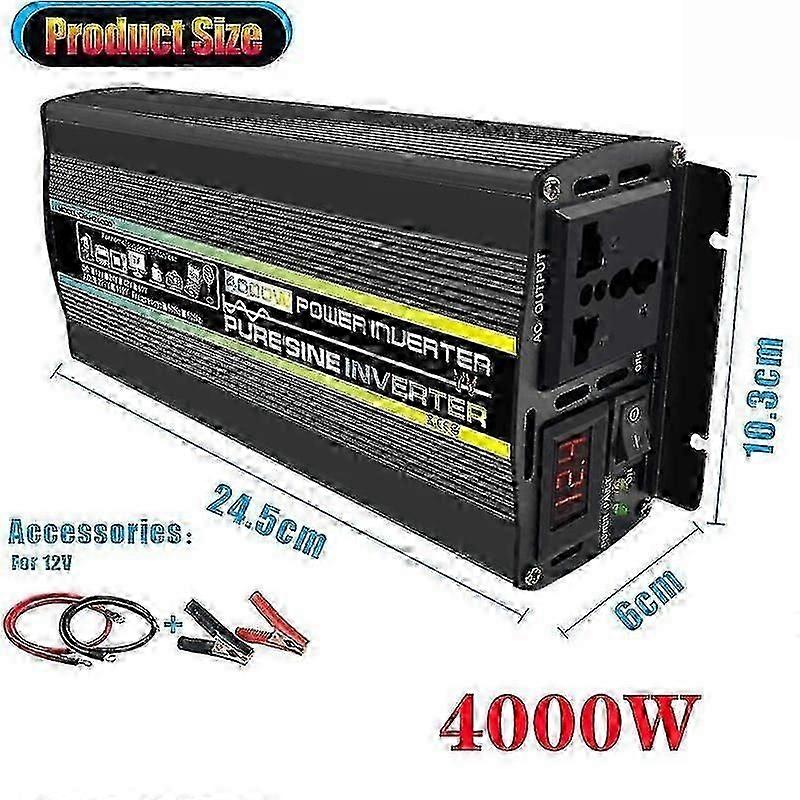 8000W/10000W Pure Sine Wave Power Inverter Voltage Transformer Intelligent Digital Display Car Home Outdoor DC12V 24V 48V 60V -220V Converter Yalo