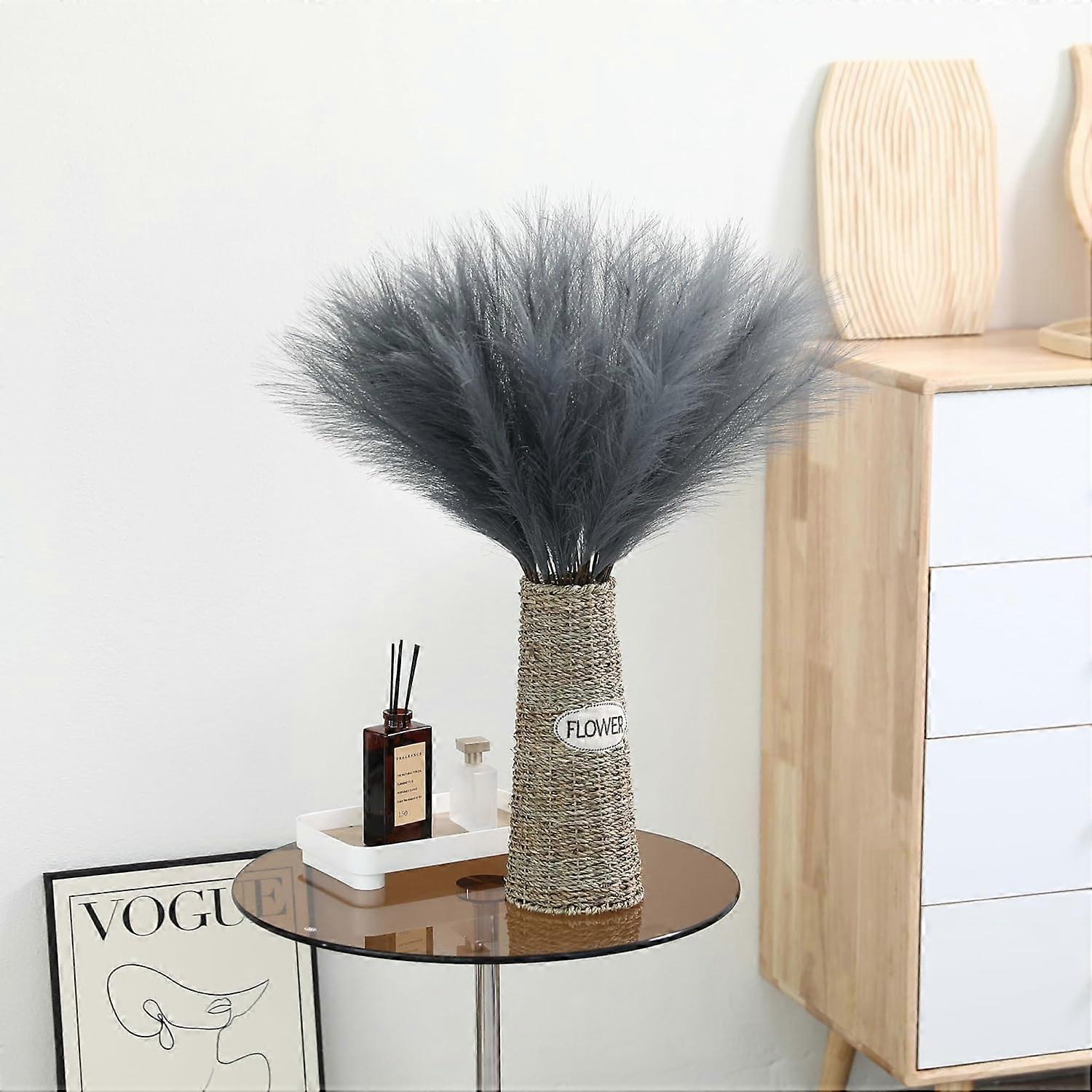 ZENGO Grey Pampas Grass Decor 30pcs 24 Polegadas de Comprimento Falso Pampas Grass decor (Cinza)