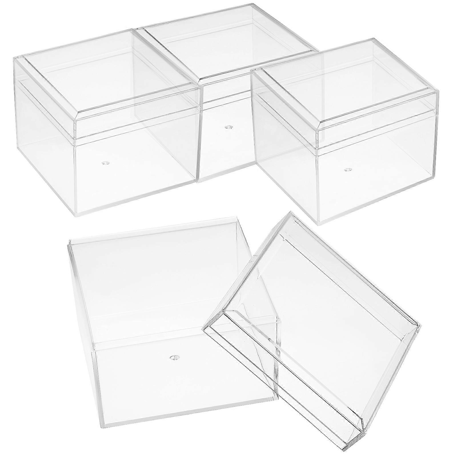 Transparent Box Clear Plastic Display Box Small Items Storage Container With Lid 4Pcs