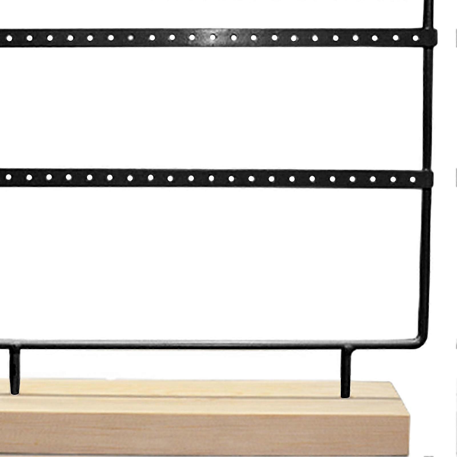 Jewelry Stand 3 Layers Elegant Style Compact Large Capacity Iron Material Decorative Practical Earring Storage Rack for Display Black