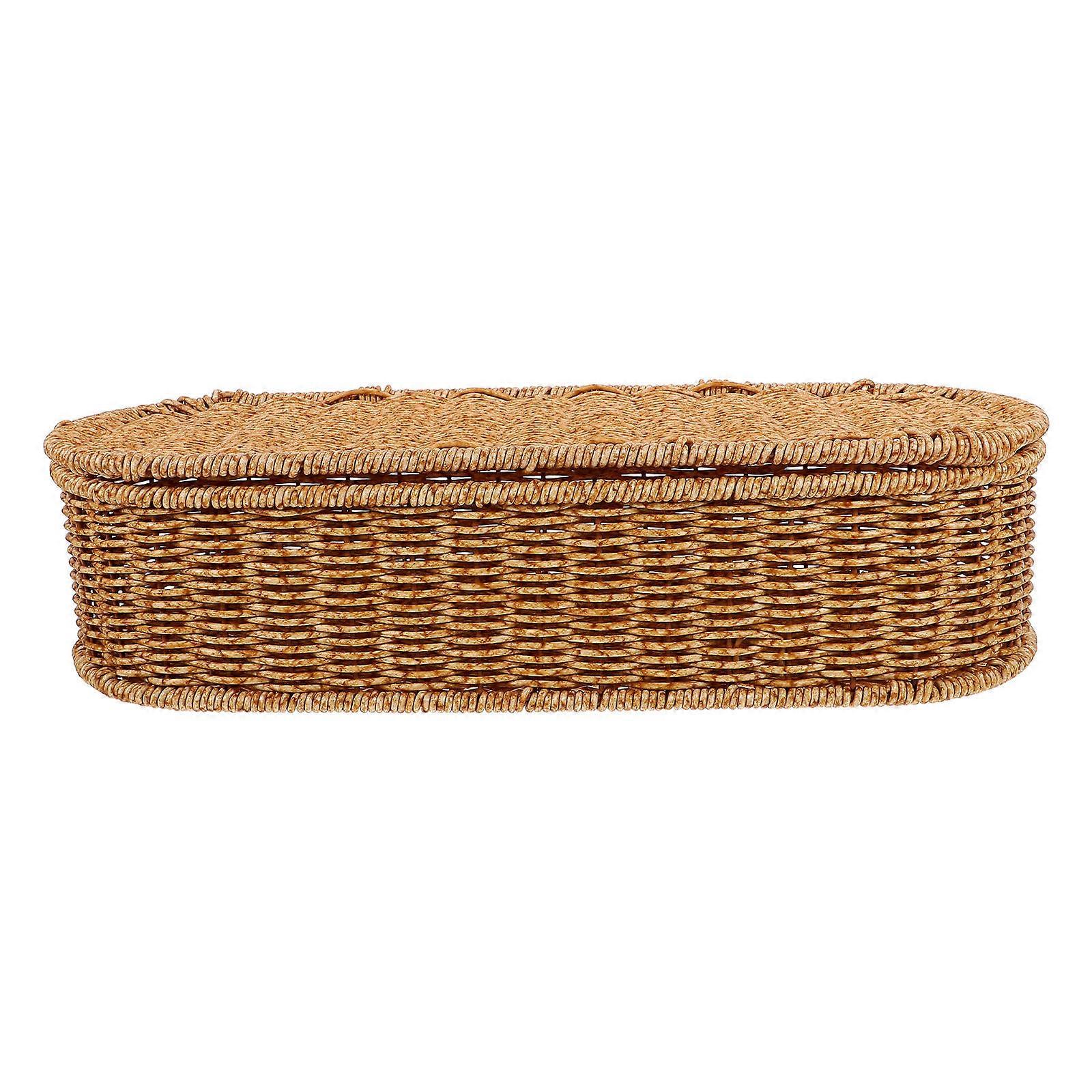 Here's a refined and appealing product description for the **Vintage Imitation Rattan Sundries Basket**:
 
**Vintage Imitation Rattan Sundries