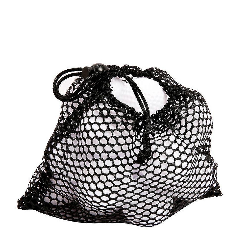 Drawstring Bags Black Durable Mesh Net Pouch Tennis Ball Carrying Holder Storage For Sports Practice 21.5 X 29Cm 3Pcs