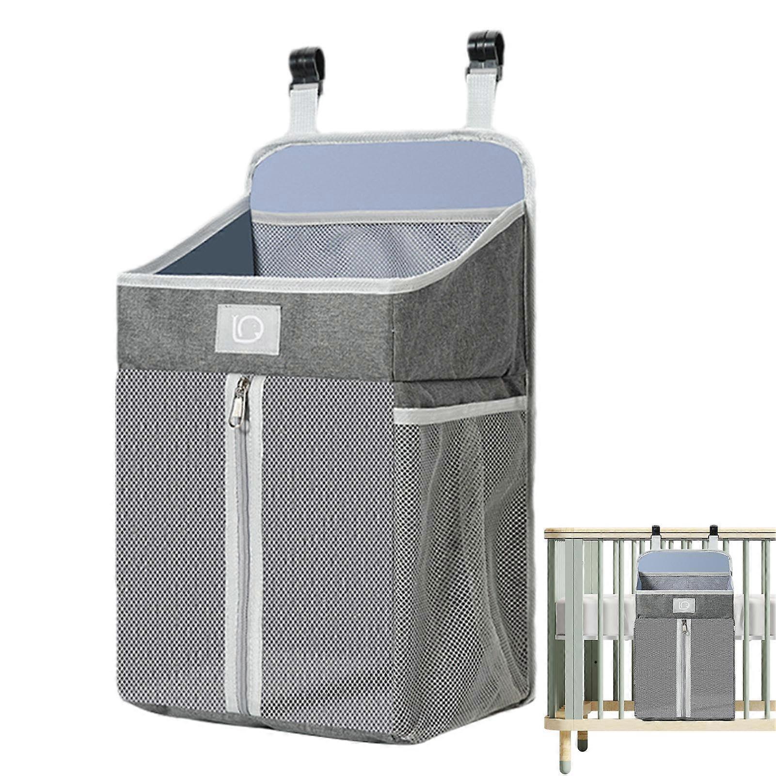 Nappy Stacker for Cot Beds, Crib Organiser, Playground, Nursery Organiser for Cot, Nappy Caddy Organiser for Baby Supplies Gray