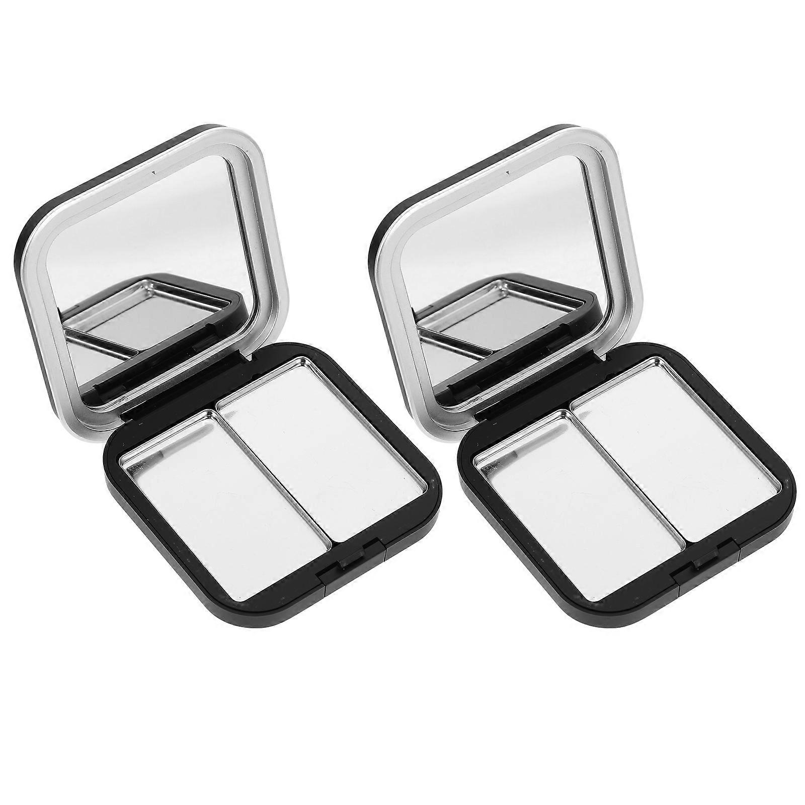 Magnetic Eyeshadow Palette Empty Box Diy Cosmetics Container Black 7.70X7.70X1.40Cm 2Pcs