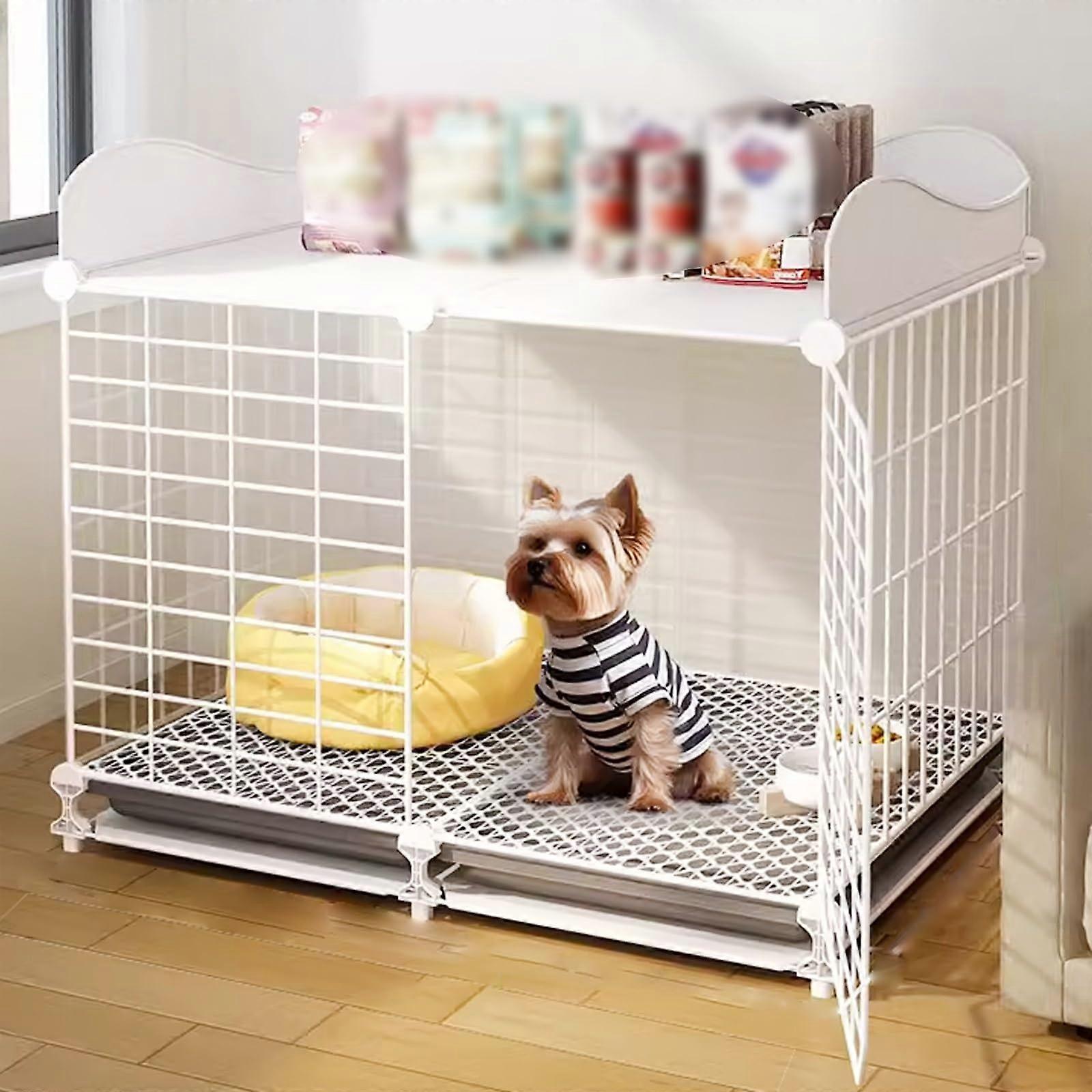 Dog cage with tray, indoor crate for small to medium dogs, thickened design 75 cm L x 39 cm W x 55 cm H White