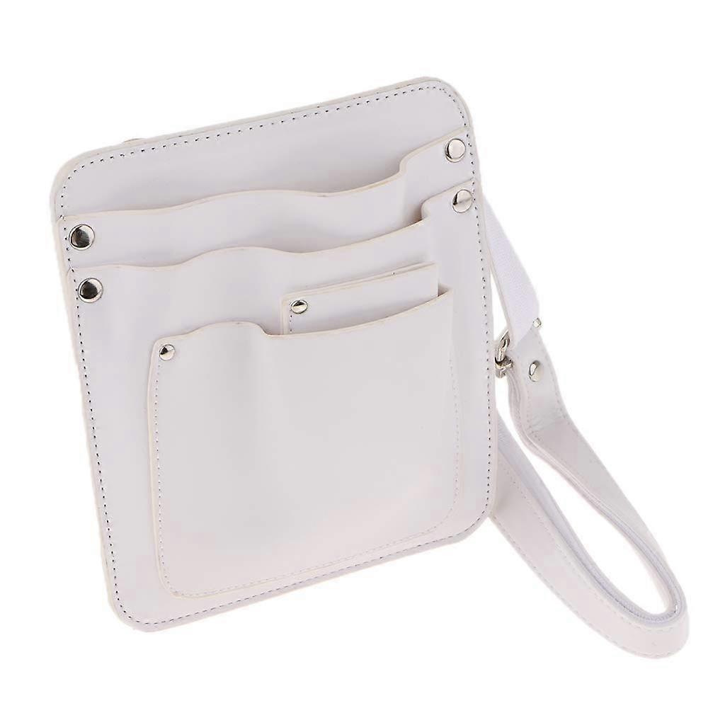 PU Leather Waist Tool Holder with Adjustable Shoulder Strap for Flower Gardening - White, Durable, Lightweight, Versatile Design