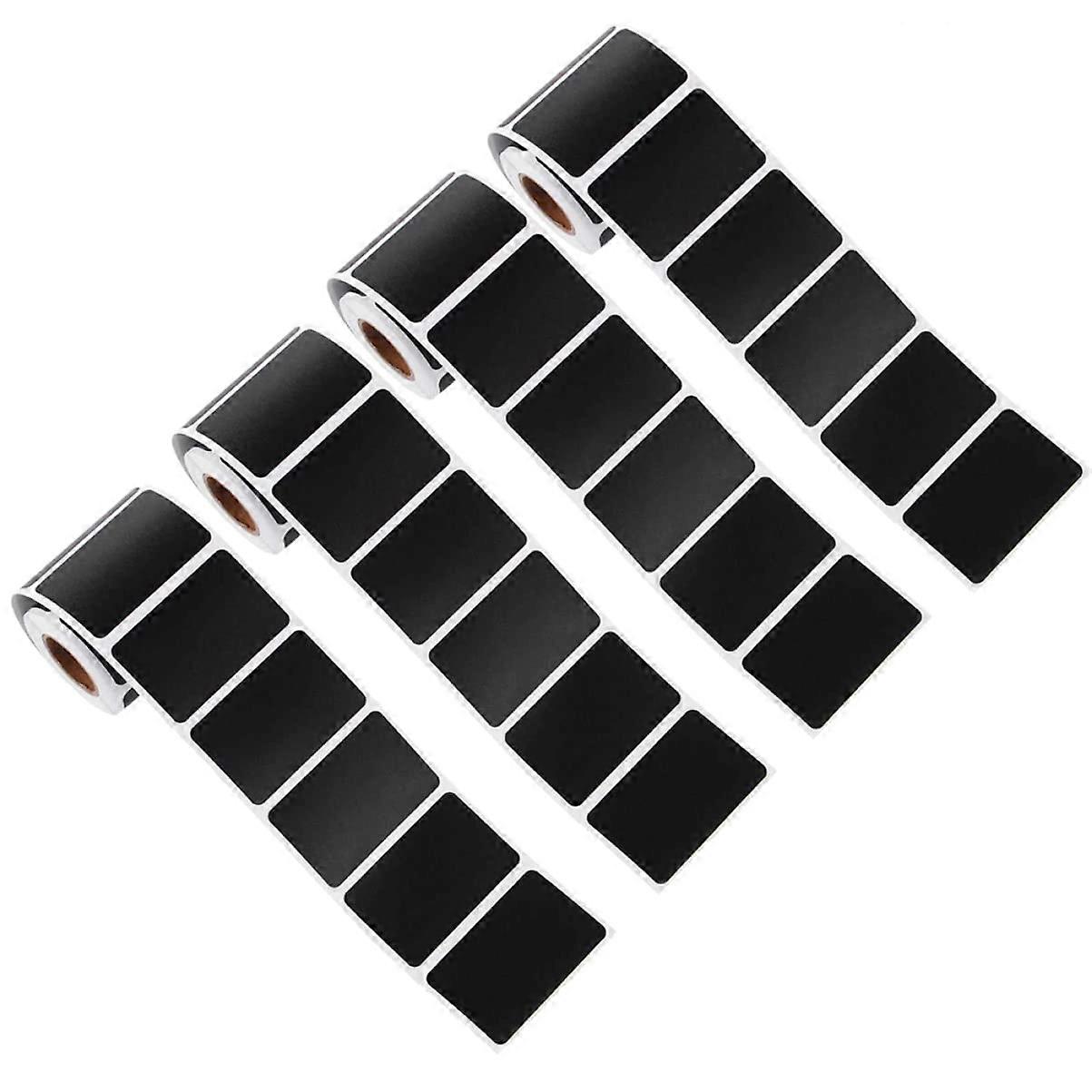 Pack of 4 Chalkboard Labels with Removable Markers, 456x6cm Black Stickers for Jars, Spice Containers, and Office Use