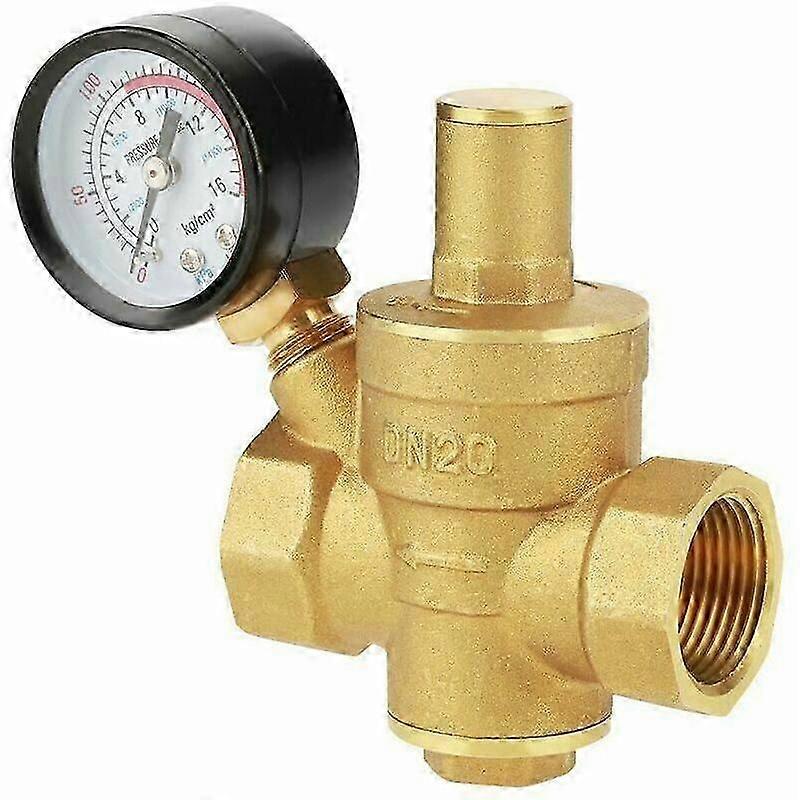 مخفض الضغط DN25 منظم تخفيض ضغط الماء القابل للتعديل ، صمام تخفيض ضغط الماء النحاسي + مقياس ضغط الماء (DN25).-