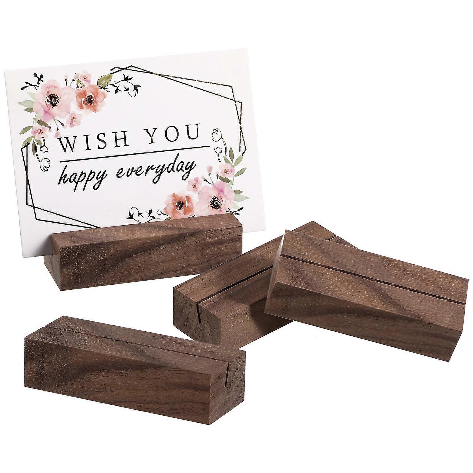 Wood Block Place Card Holders Secure Display Easy To Use Natural Color 12Pcs