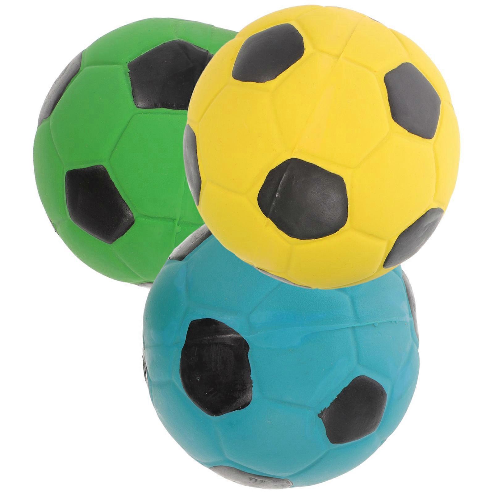 Dog Chew Toy Ball Pet Molars Sounding Toy Ball Playtime Training Latex Interactive Toy Pink Yellow Red 3Pcs