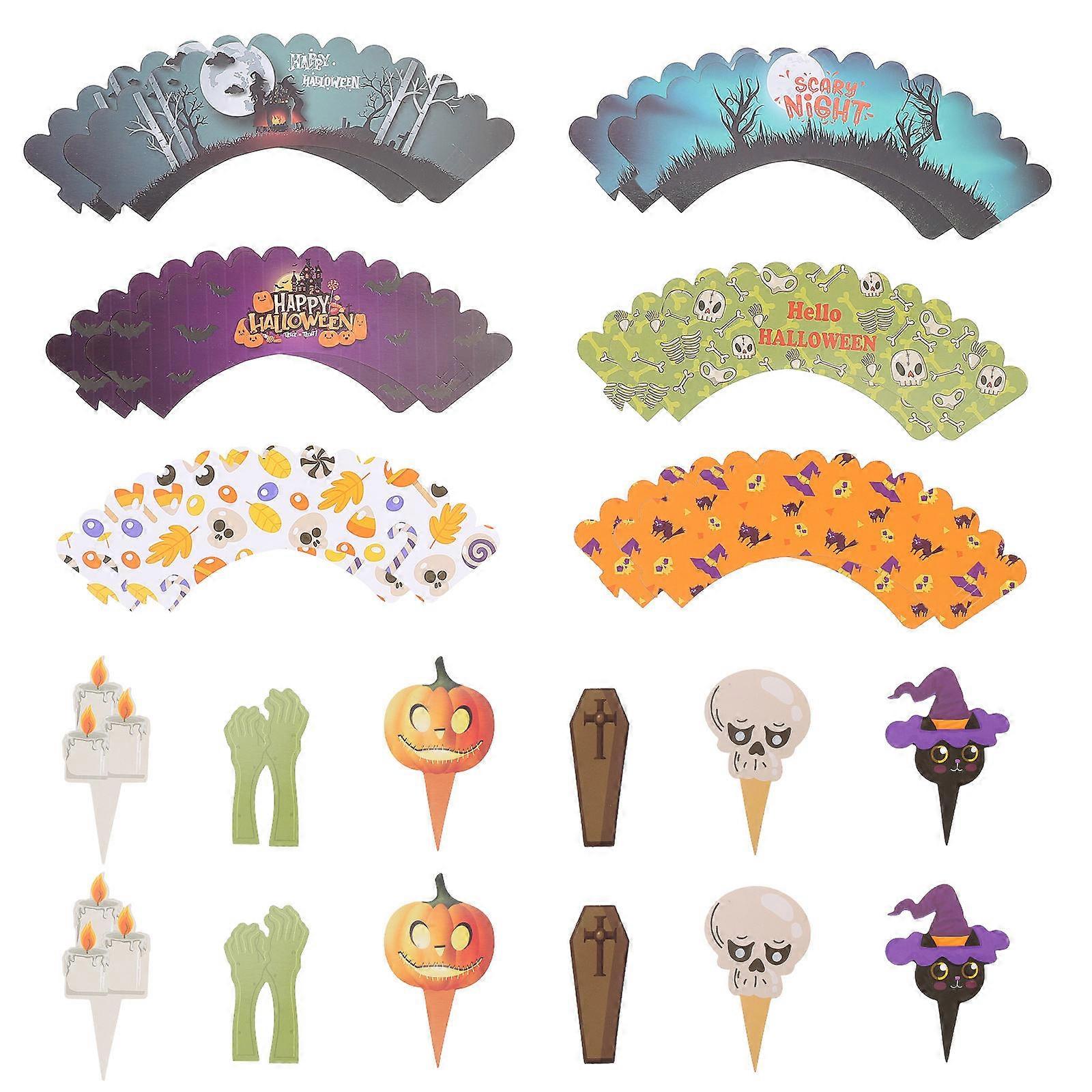 Halloween Cupcake Wrappers Square Assorted Color 5.2X4.2cm 24 Sets