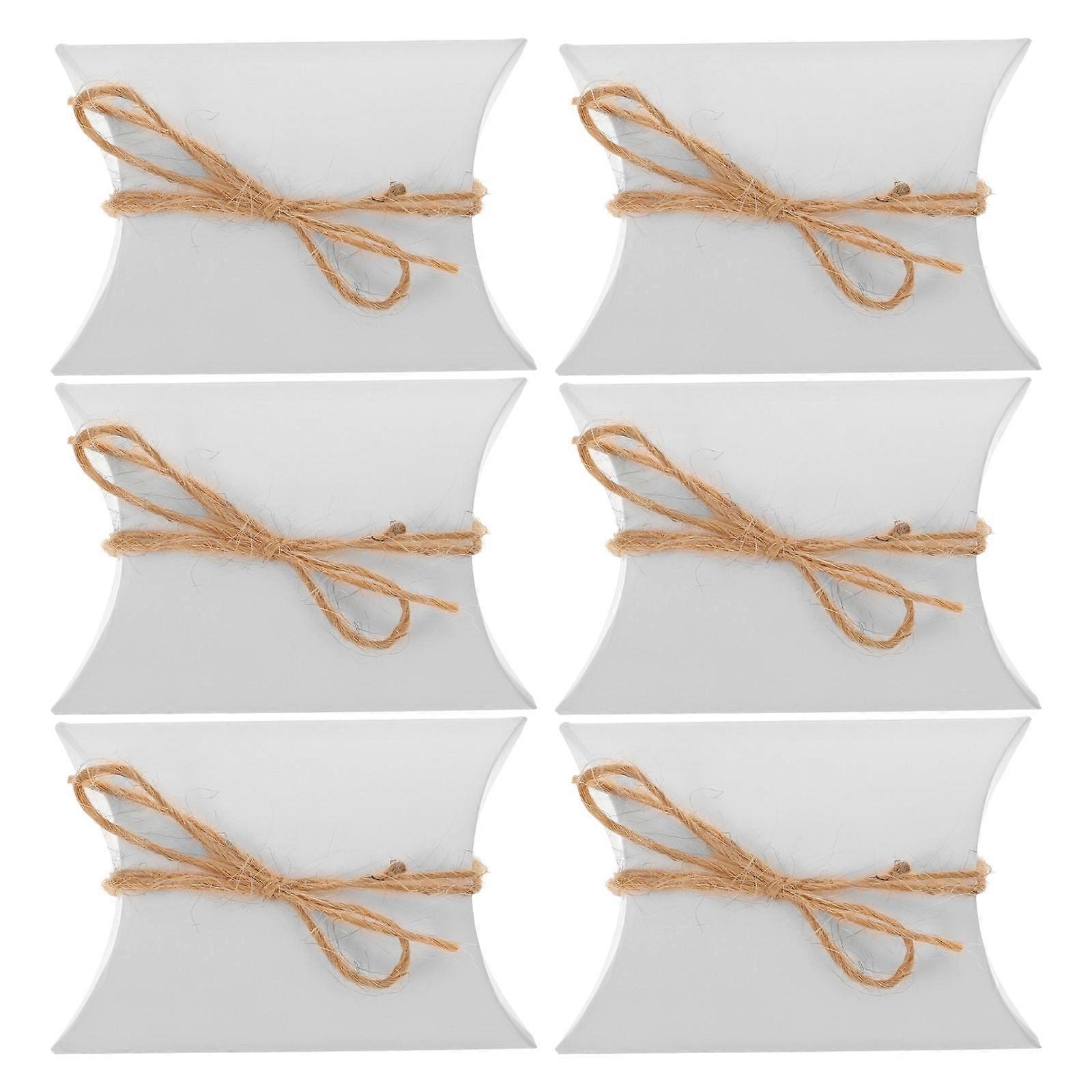Kraft Paper Pillow Boxes Gift Holder For Guests Home Color With Hemp Rope Party Favor 120Set