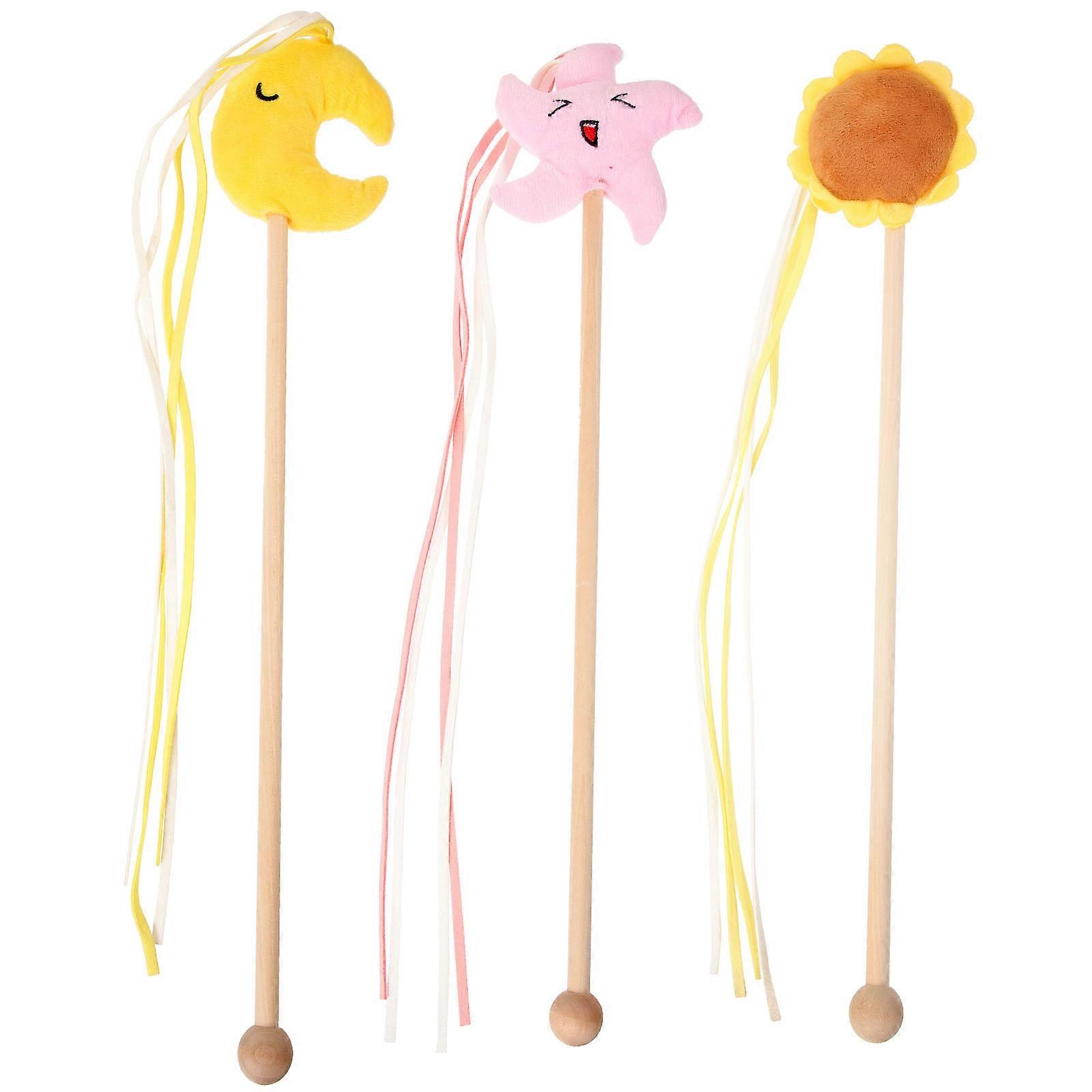 Pet Cats Toy Cat Teaser Stick for Playing 3Pcs Interactive Set