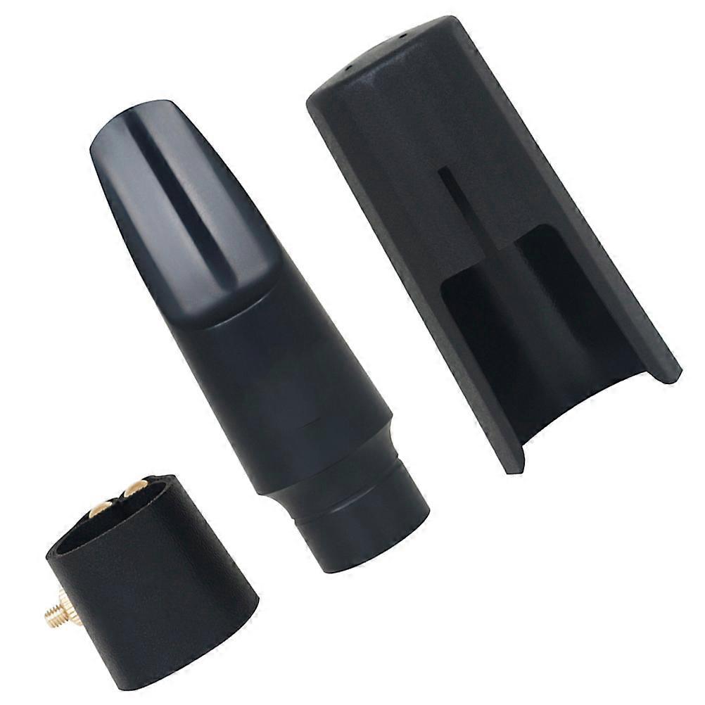 Alto Saxophone Mouthpiece Kit with Cap Ligature Clip Accessories for Beginners Black Plastic 1 Set