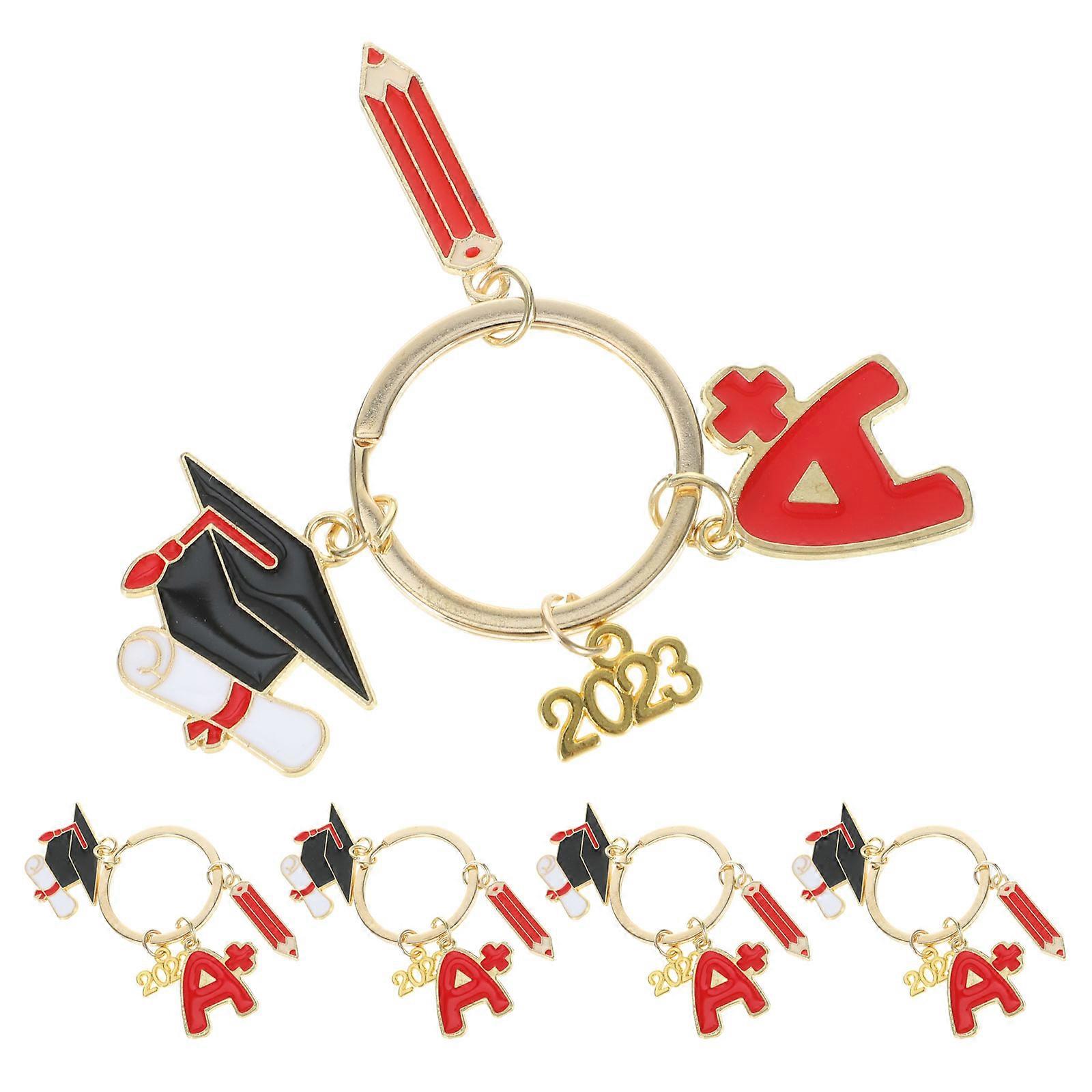 Graduation Keychain Keyring Chain Key Organizer Bag Accessory Multi Color 6.2x5.7cm High School Graduates Celebration Party 5Pcs